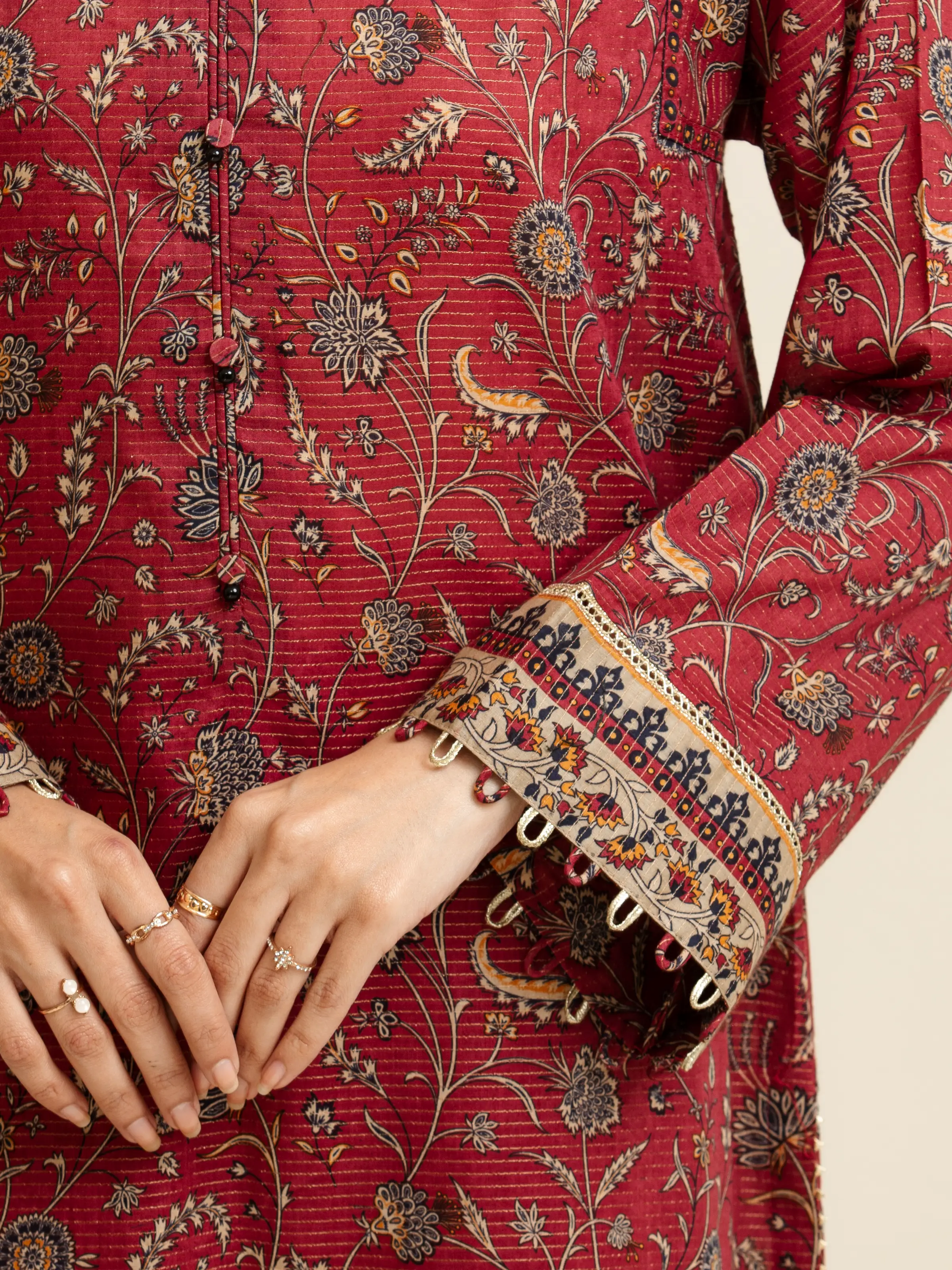 Unstitched Printed Zari Lawn Suit - EWU5M6-011-3P - Image 5