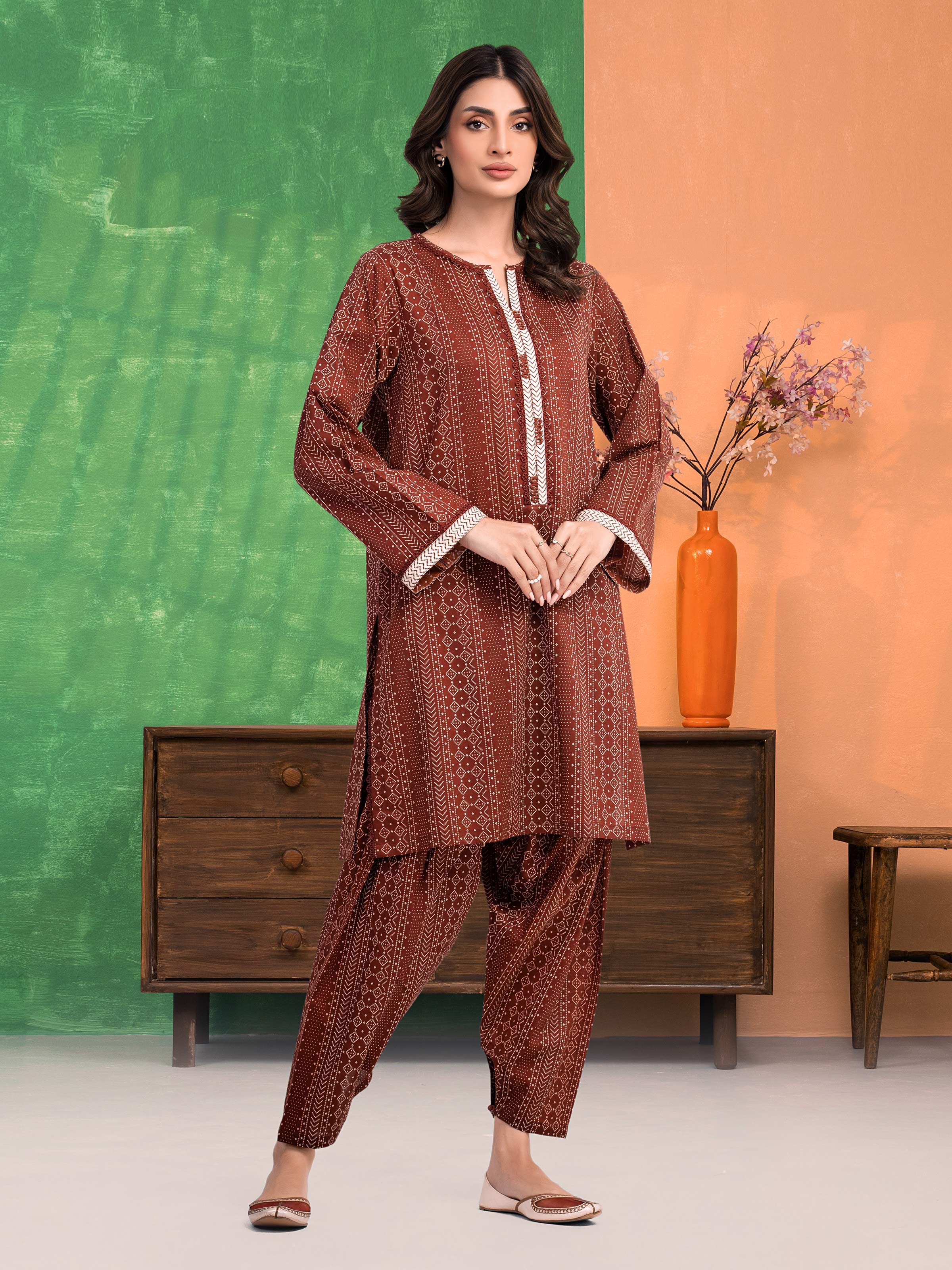 Unstitched Printed Lawn Shirt Trouser - EWU6A1-36808ST