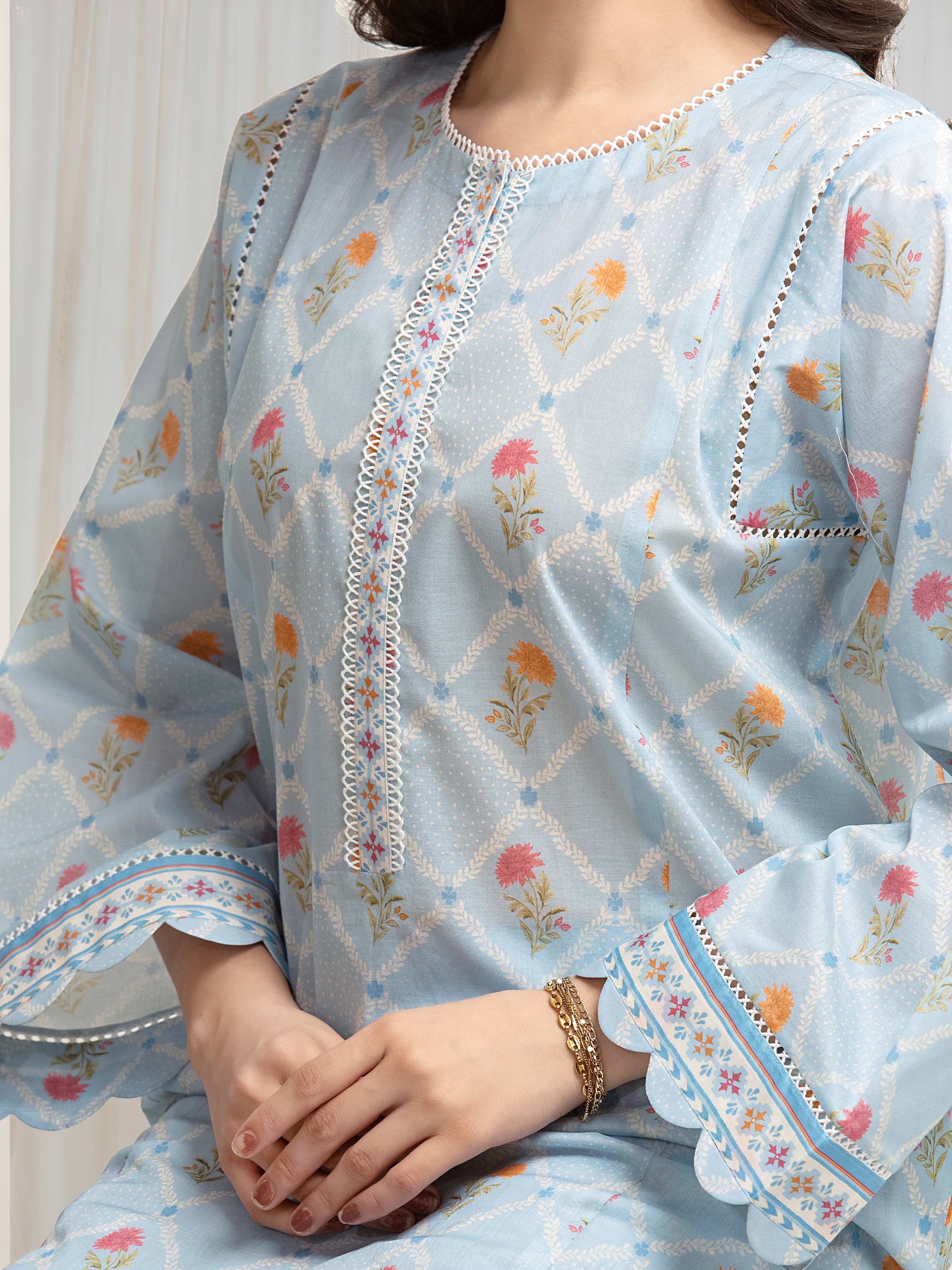 Unstitched Printed Lawn Shirt Trouser - EWU6A1-36813ST - Image 3