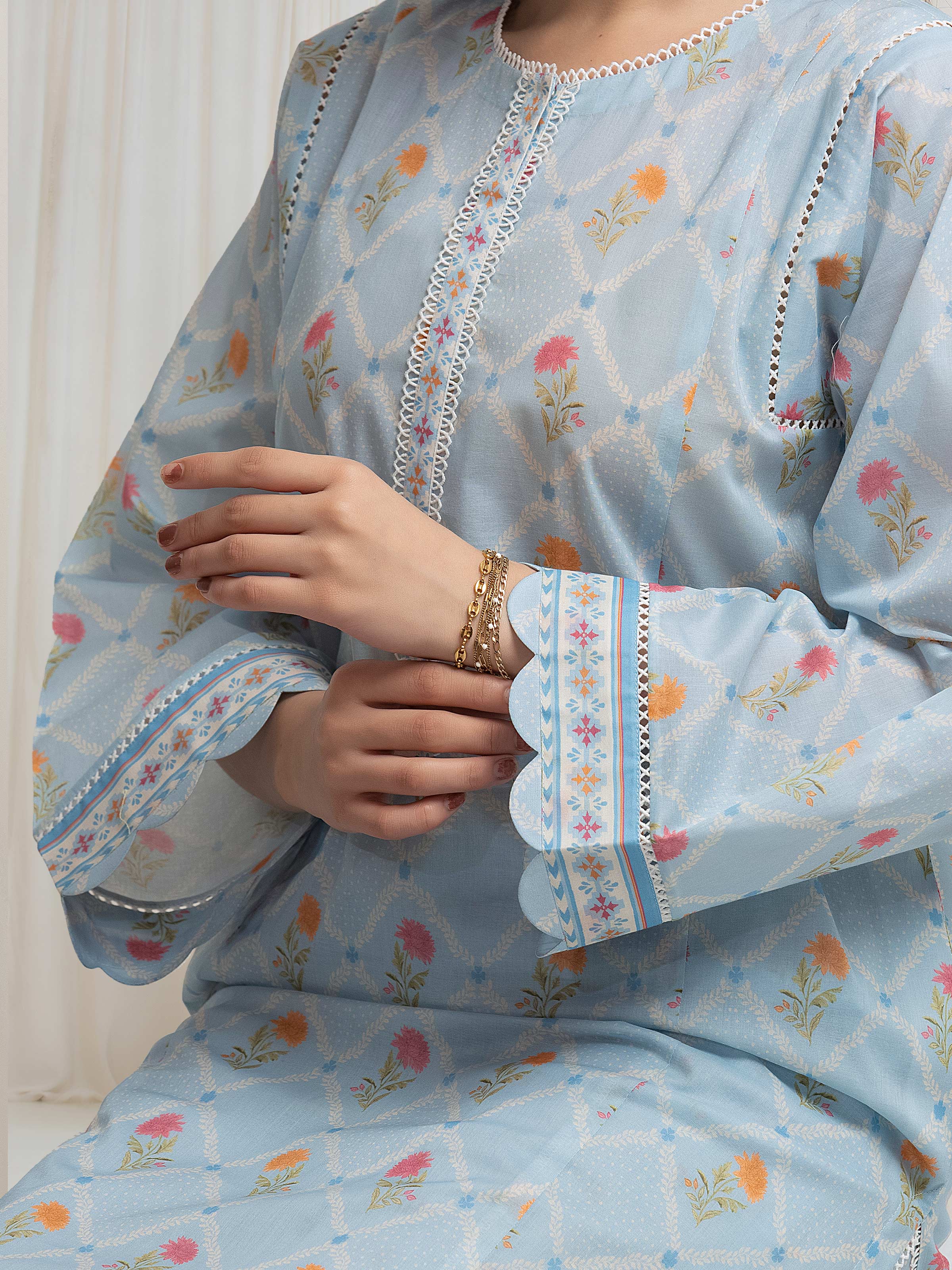 Unstitched Printed Lawn Shirt Trouser - EWU6A1-36813ST - Image 4