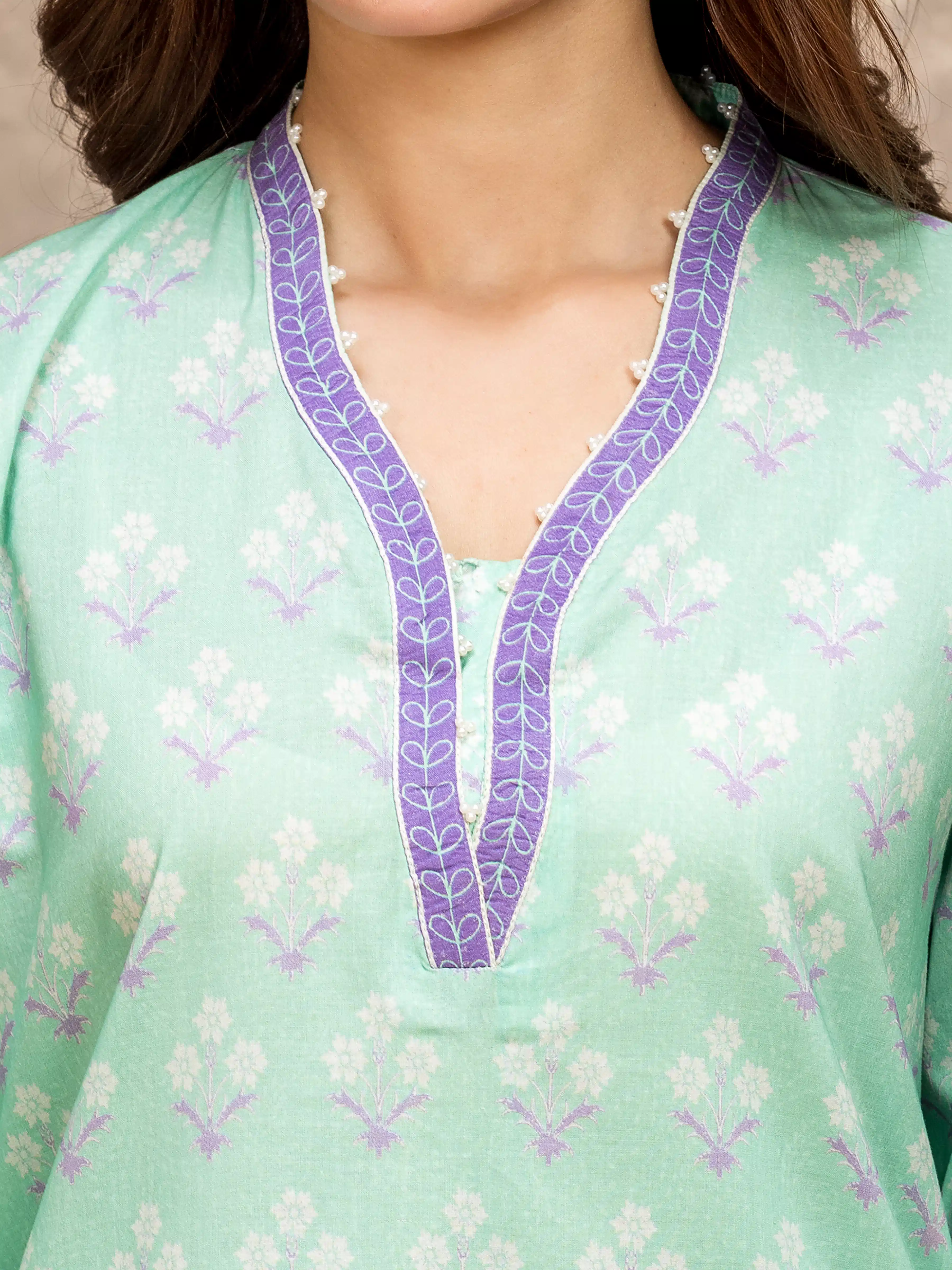 Unstitched Printed Lawn Suit - EWU6A1-36526-3P - Image 3