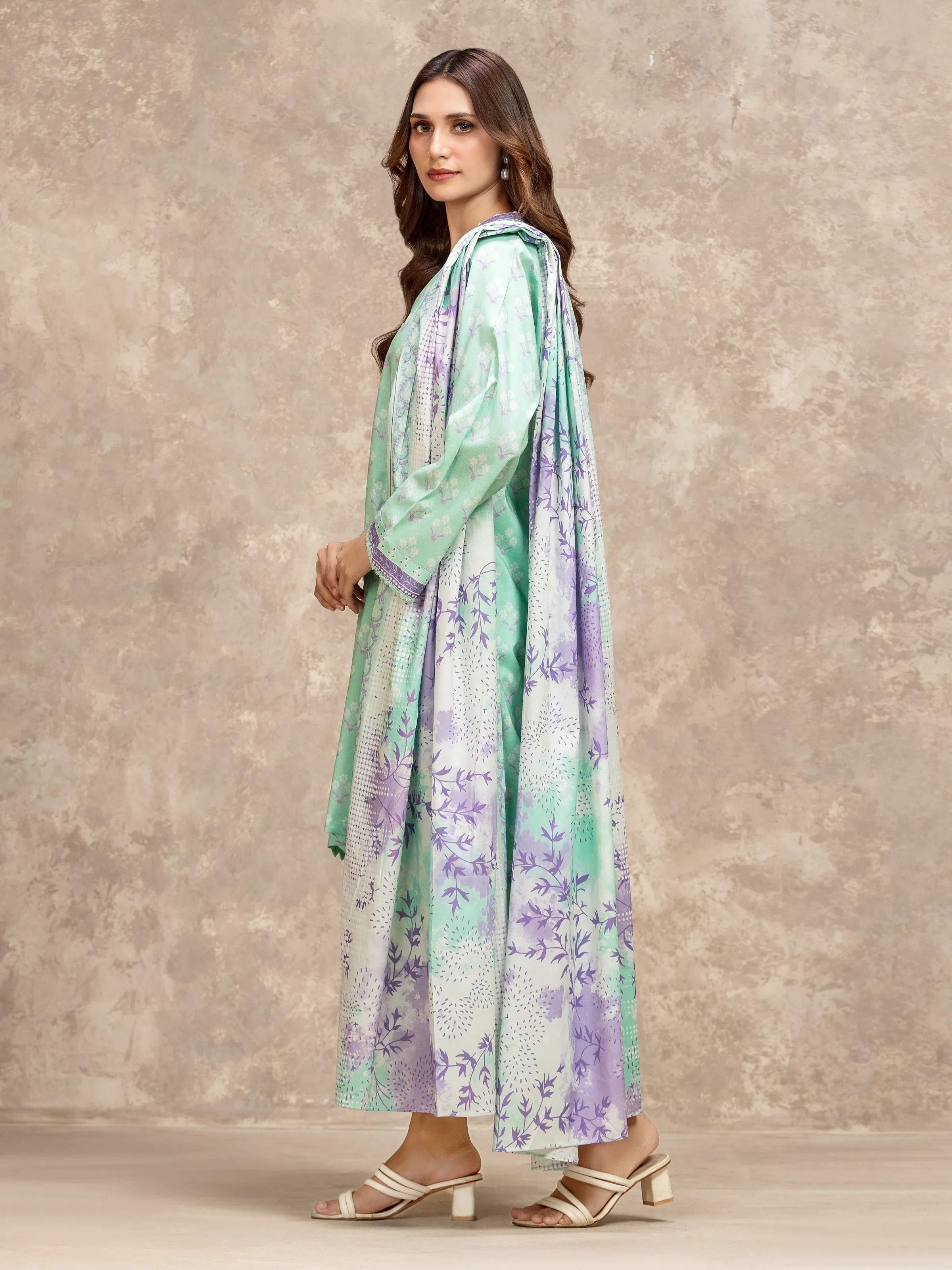 Unstitched Printed Lawn Suit - EWU6A1-36526-3P - Image 5