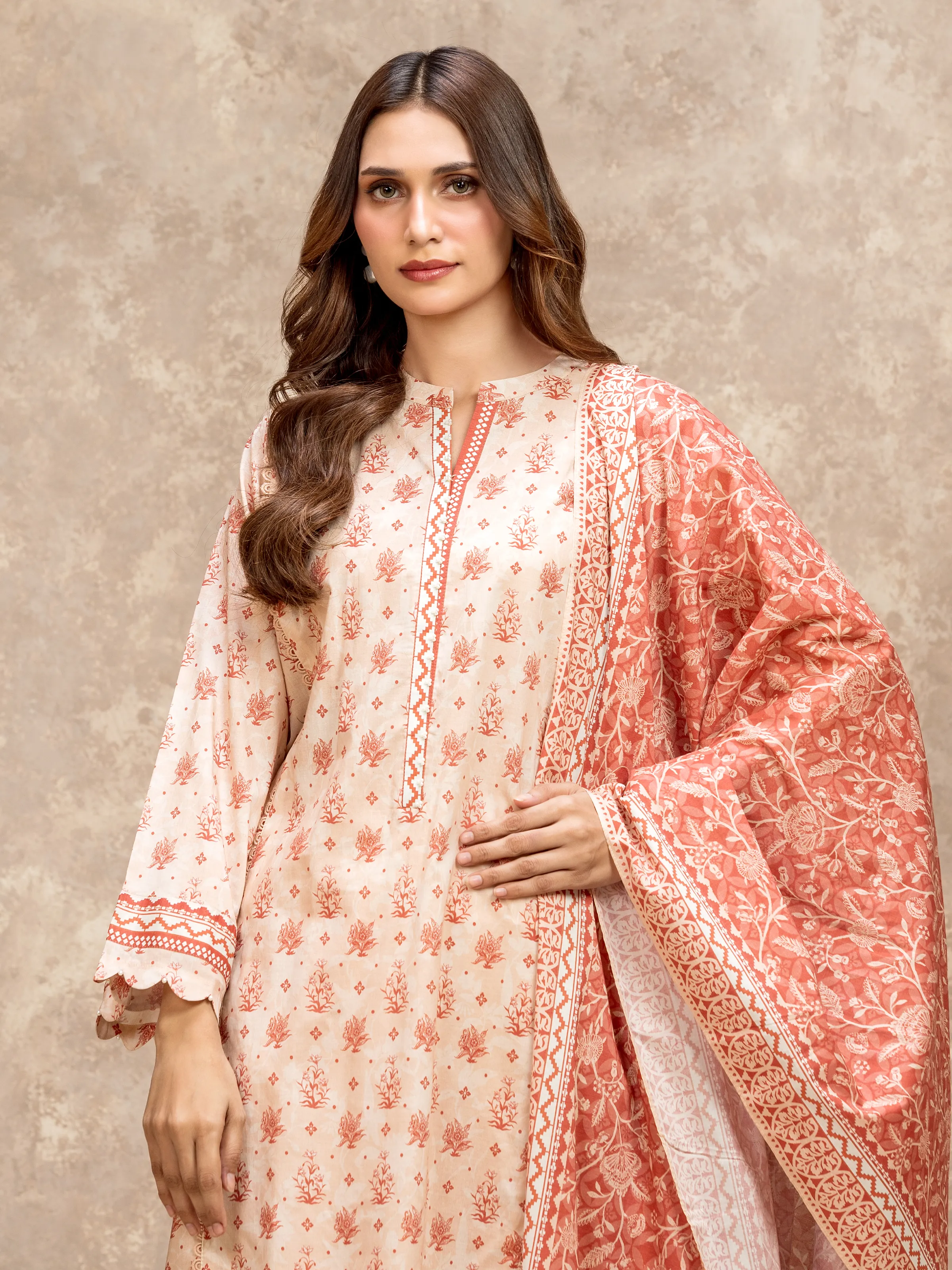 Unstitched Printed Lawn Suit - EWU6A1-36528-3P - Image 2