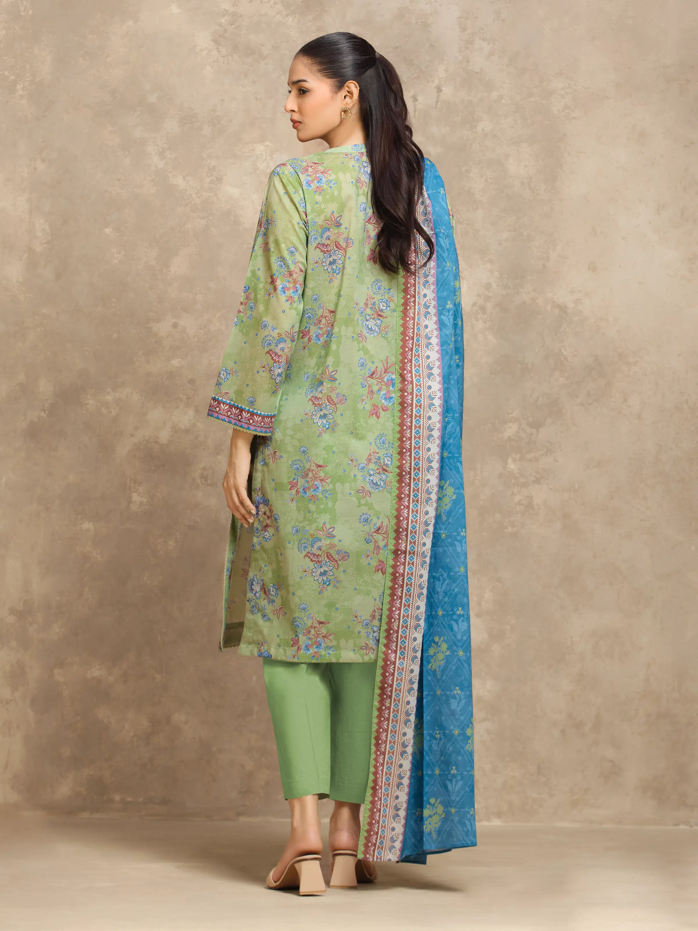 Unstitched Printed Lawn Suit - EWU6A1-36545-3P - Image 6
