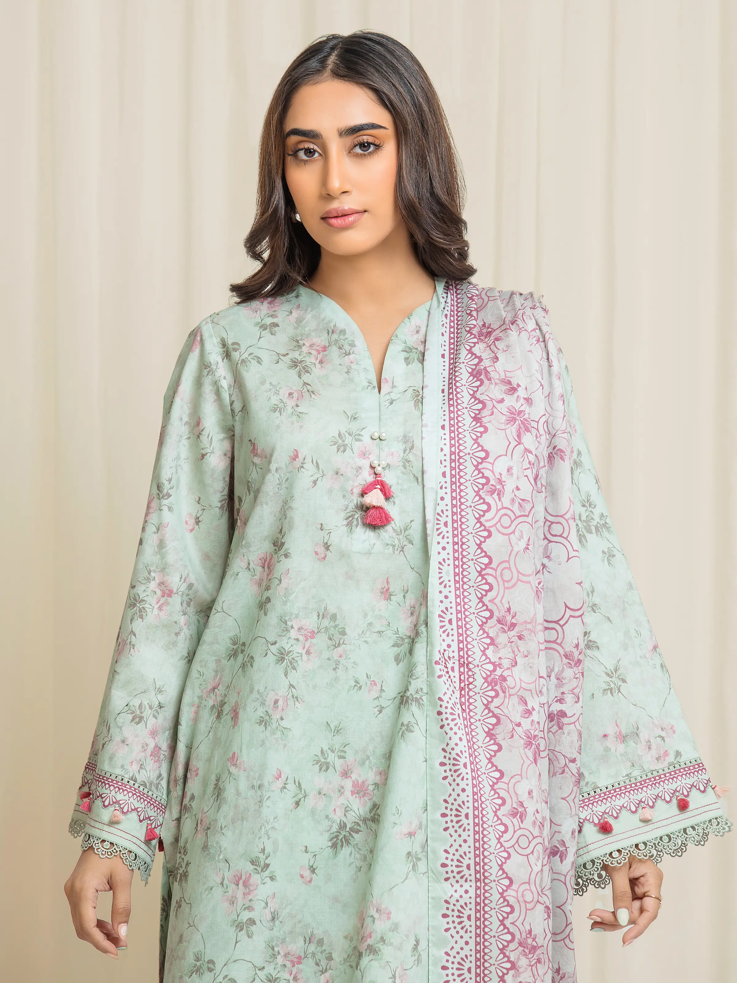 Unstitched Printed Lawn Suit - EWU6A1-36546-3P - Image 2