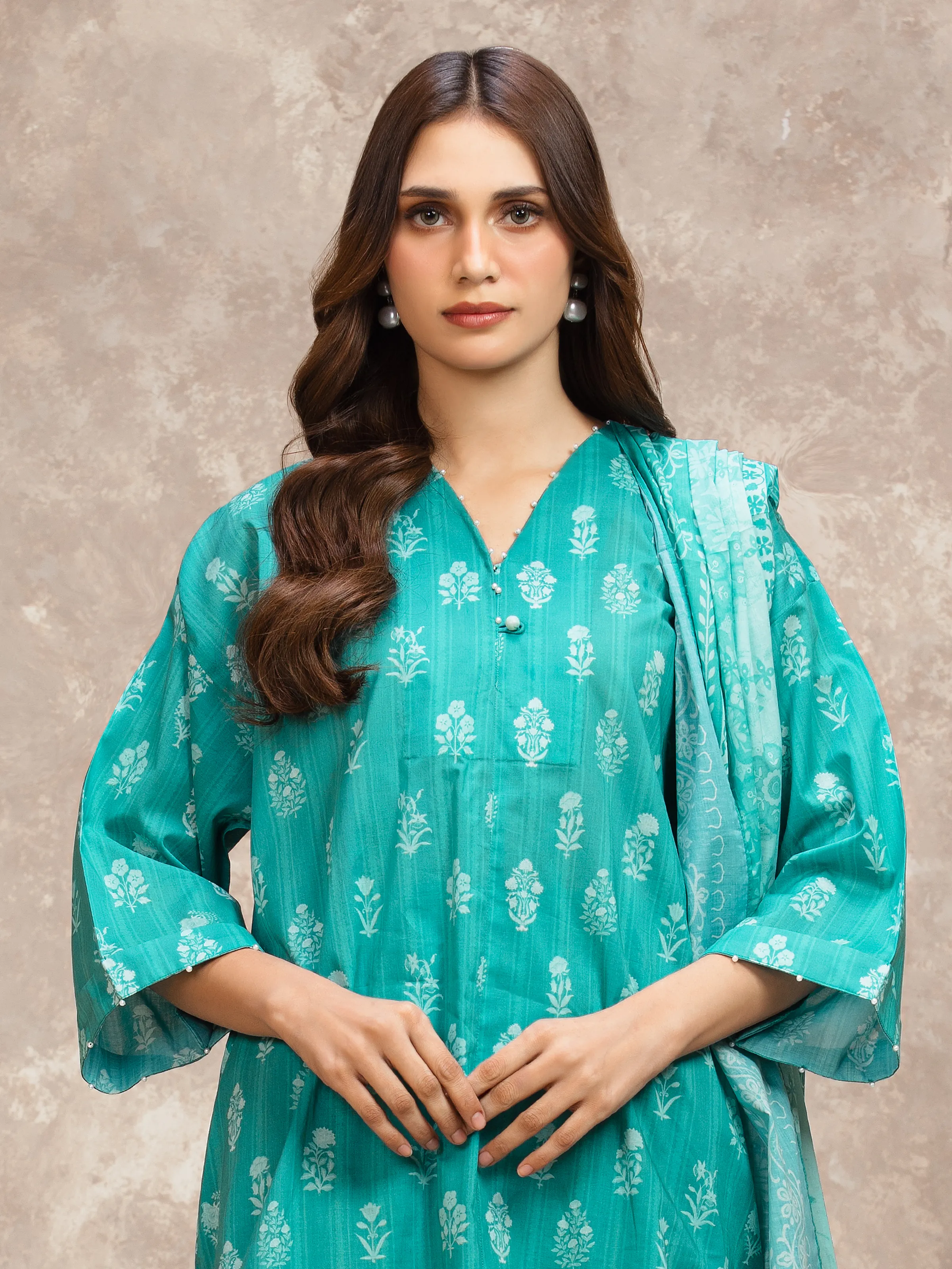 Unstitched Printed Lawn Suit - EWU6A1-36562-3P - Image 2
