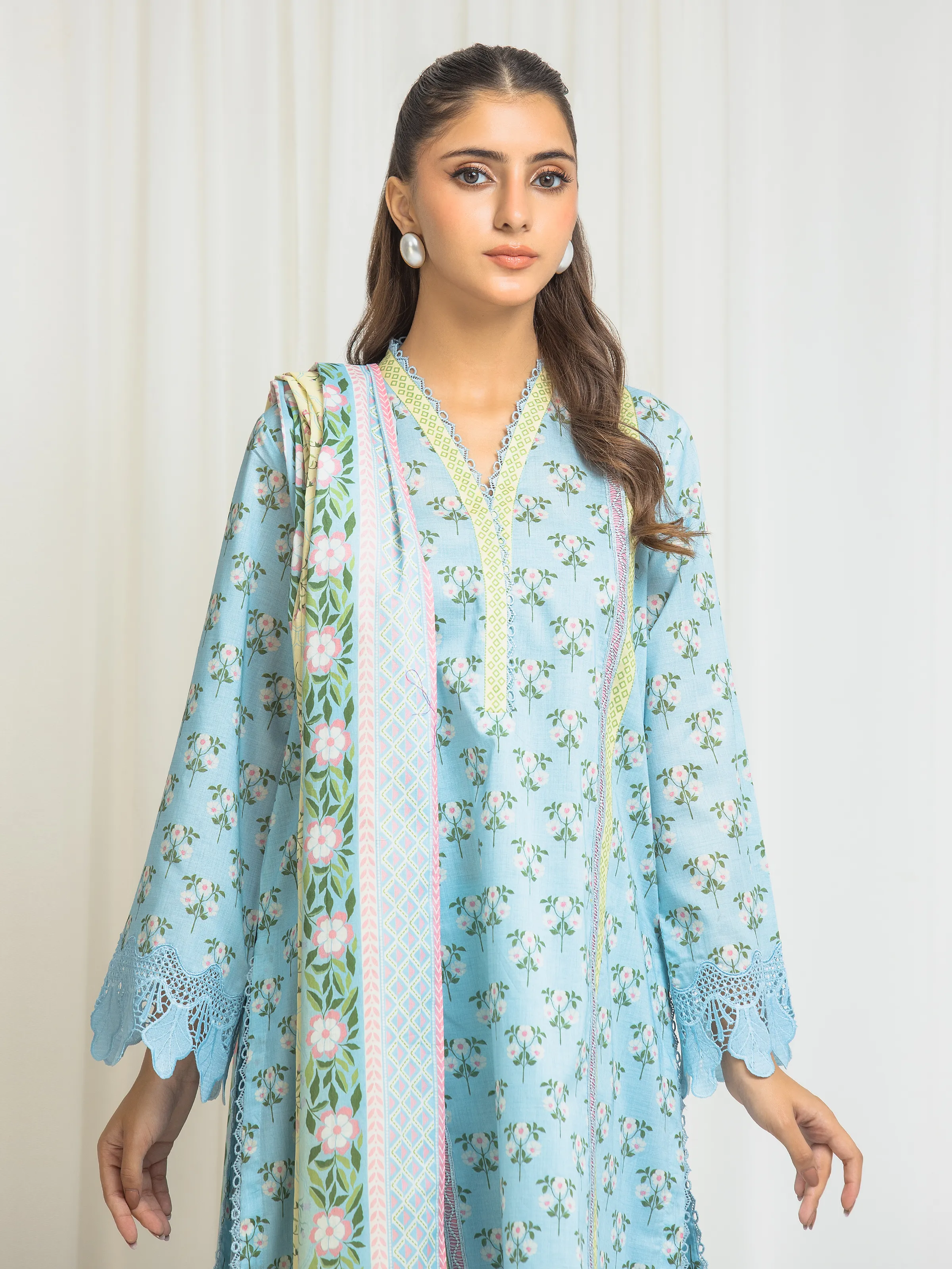 Unstitched Printed Lawn Suit - EWU6A1-36569-3P - Image 2