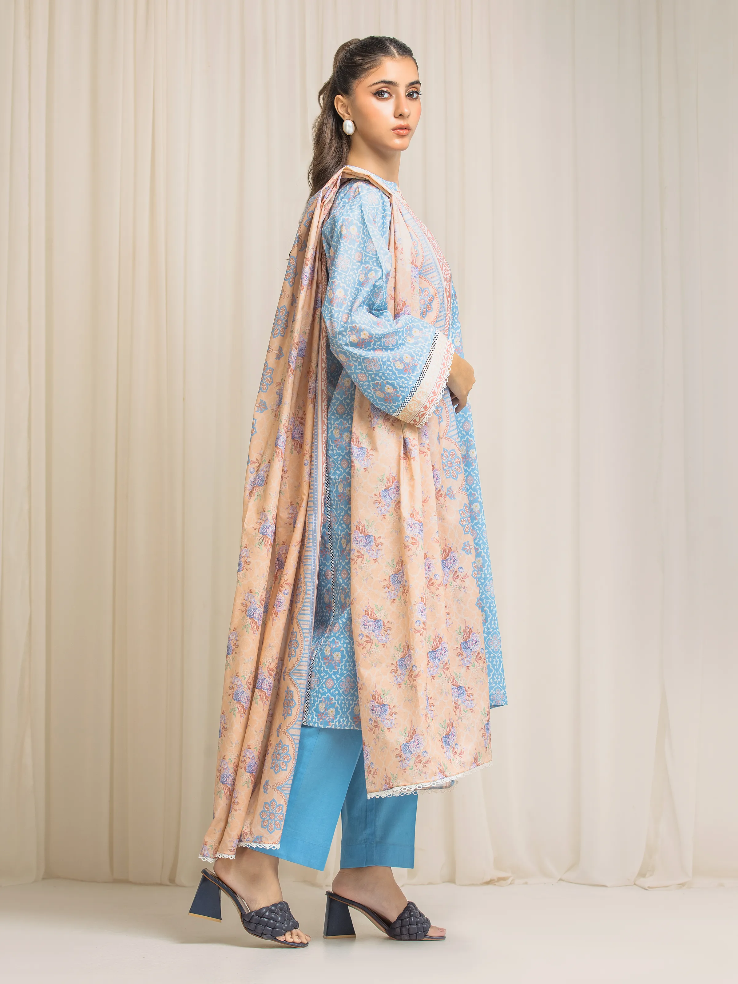 Unstitched Printed Lawn Suit - EWU6A1-36571-3P - Image 5