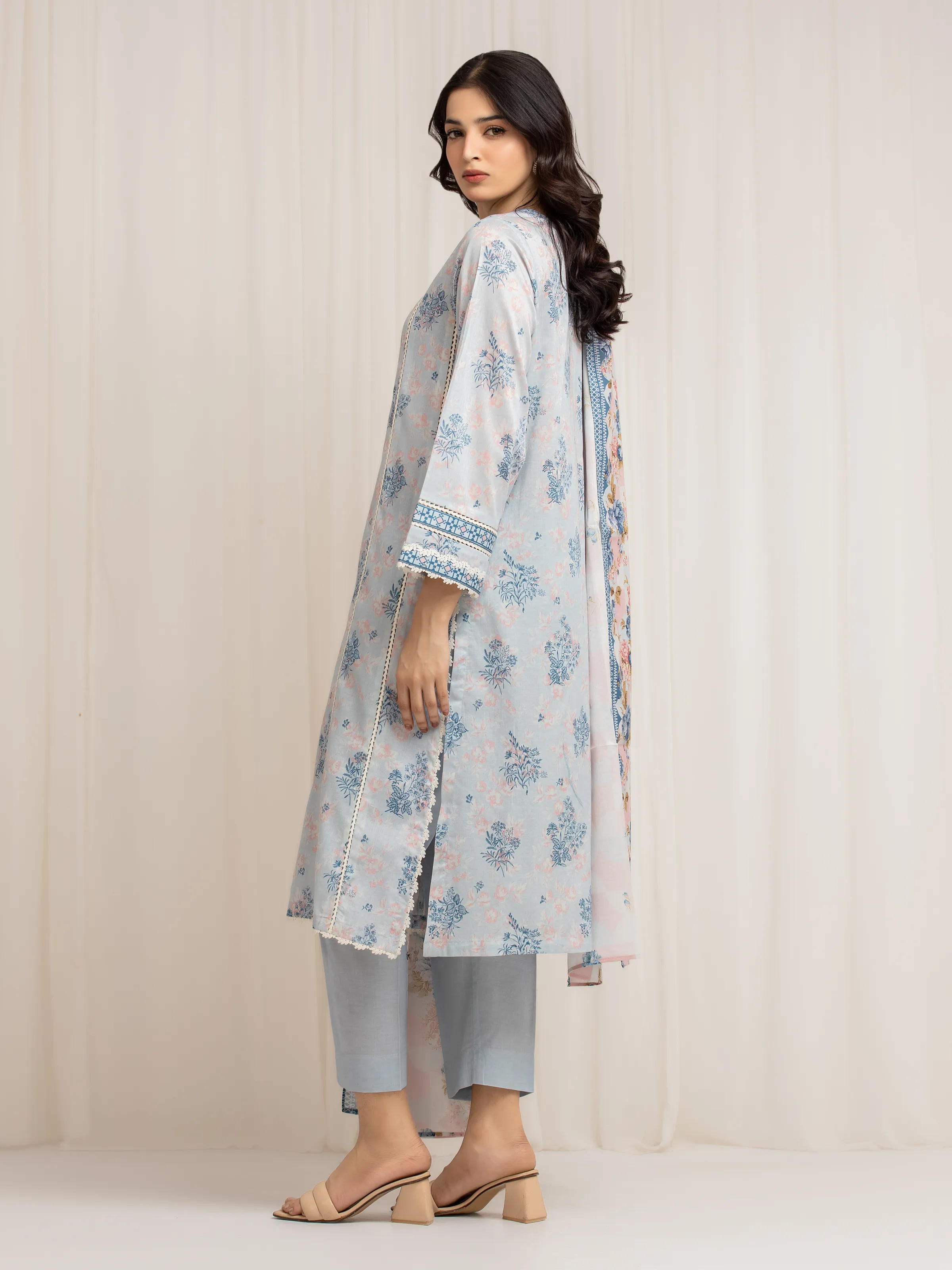 Unstitched Printed Lawn Suit - EWU6A1-36572-3P - Image 5