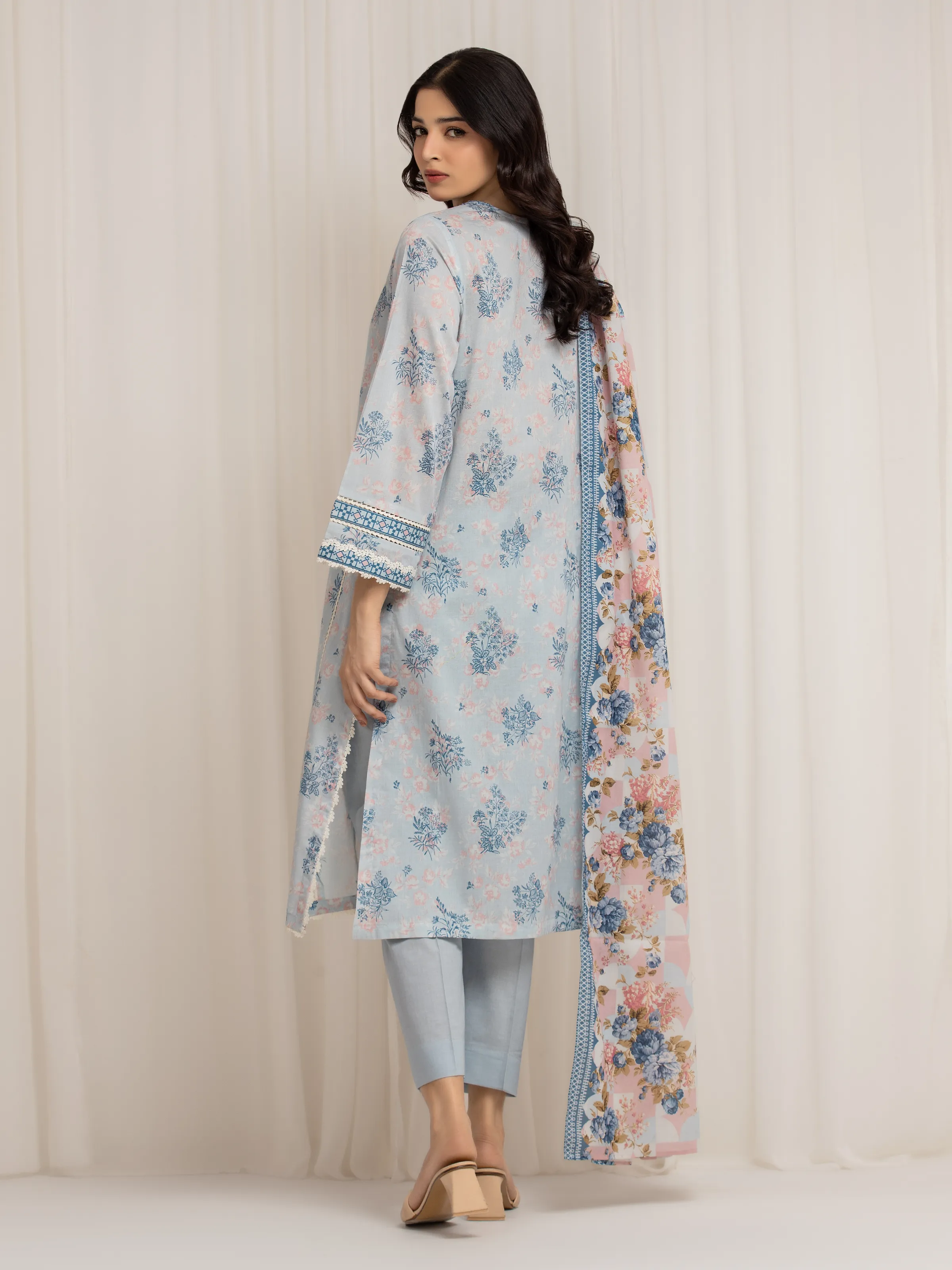Unstitched Printed Lawn Suit - EWU6A1-36572-3P - Image 6
