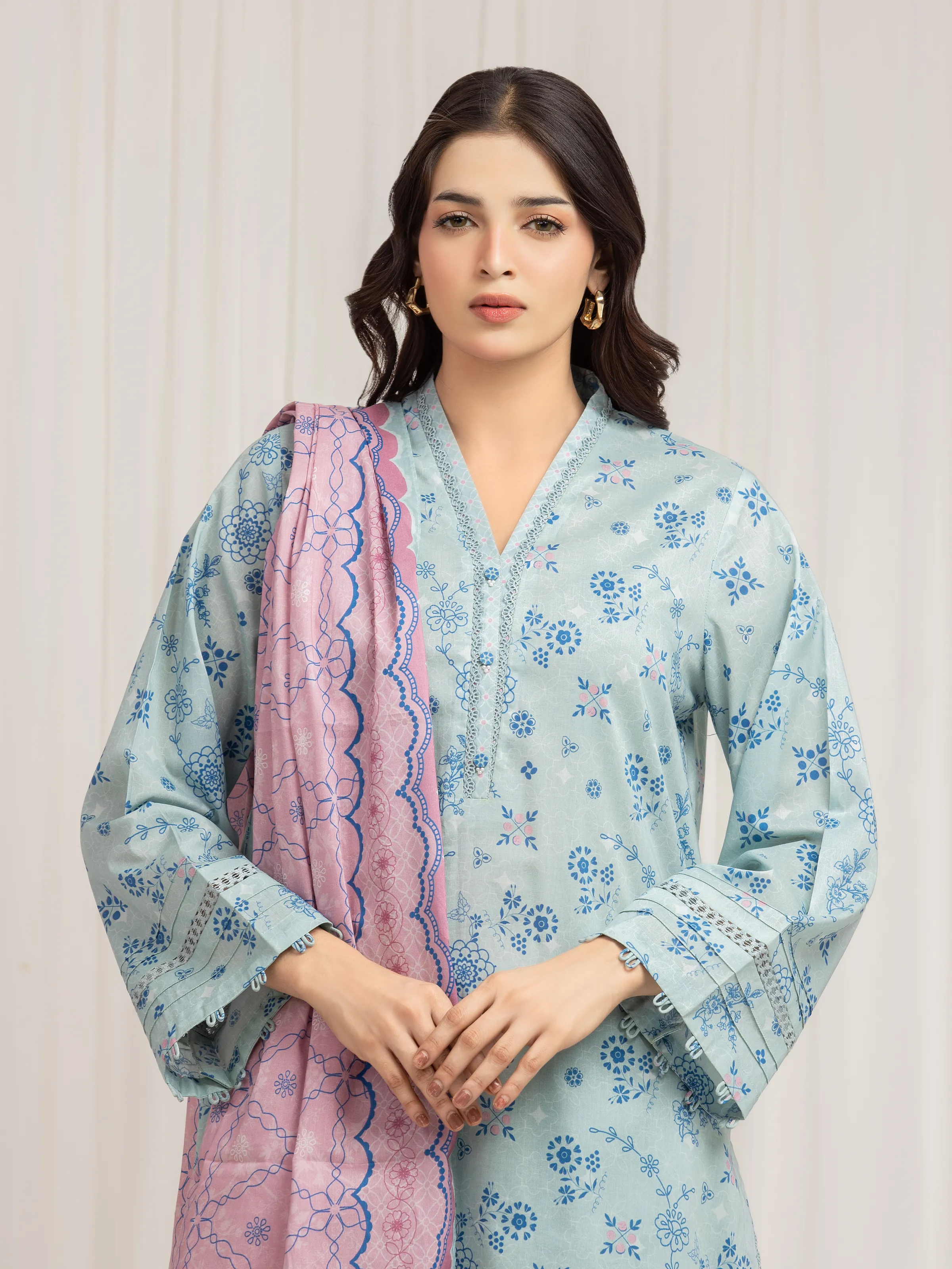 Unstitched Printed Lawn Suit - EWU6A1-36574-3P - Image 2