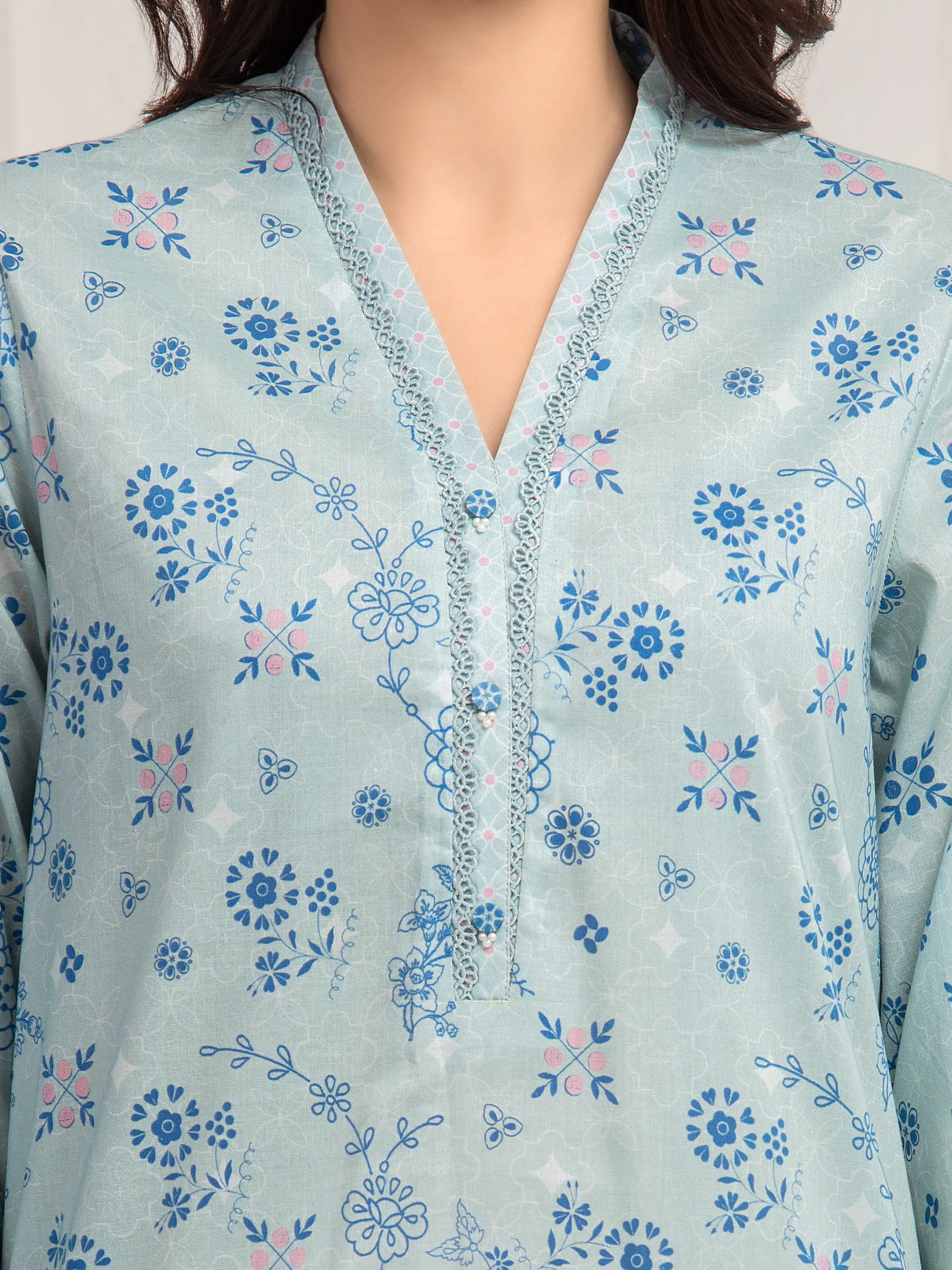 Unstitched Printed Lawn Suit - EWU6A1-36574-3P - Image 3