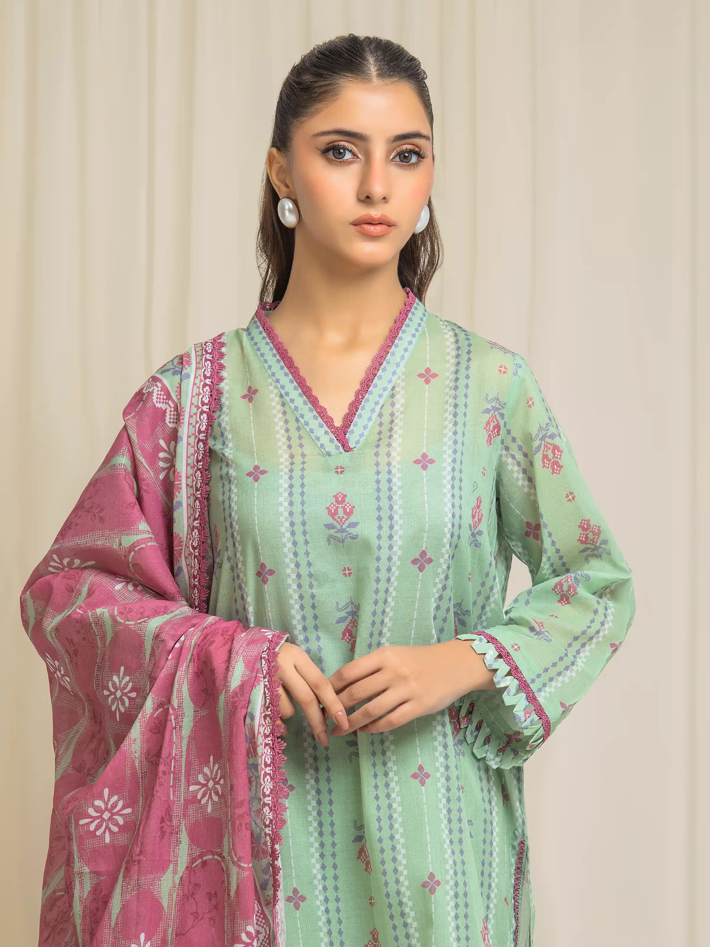 Unstitched Printed Lawn Suit - EWU6A1-36576-3P - Image 2