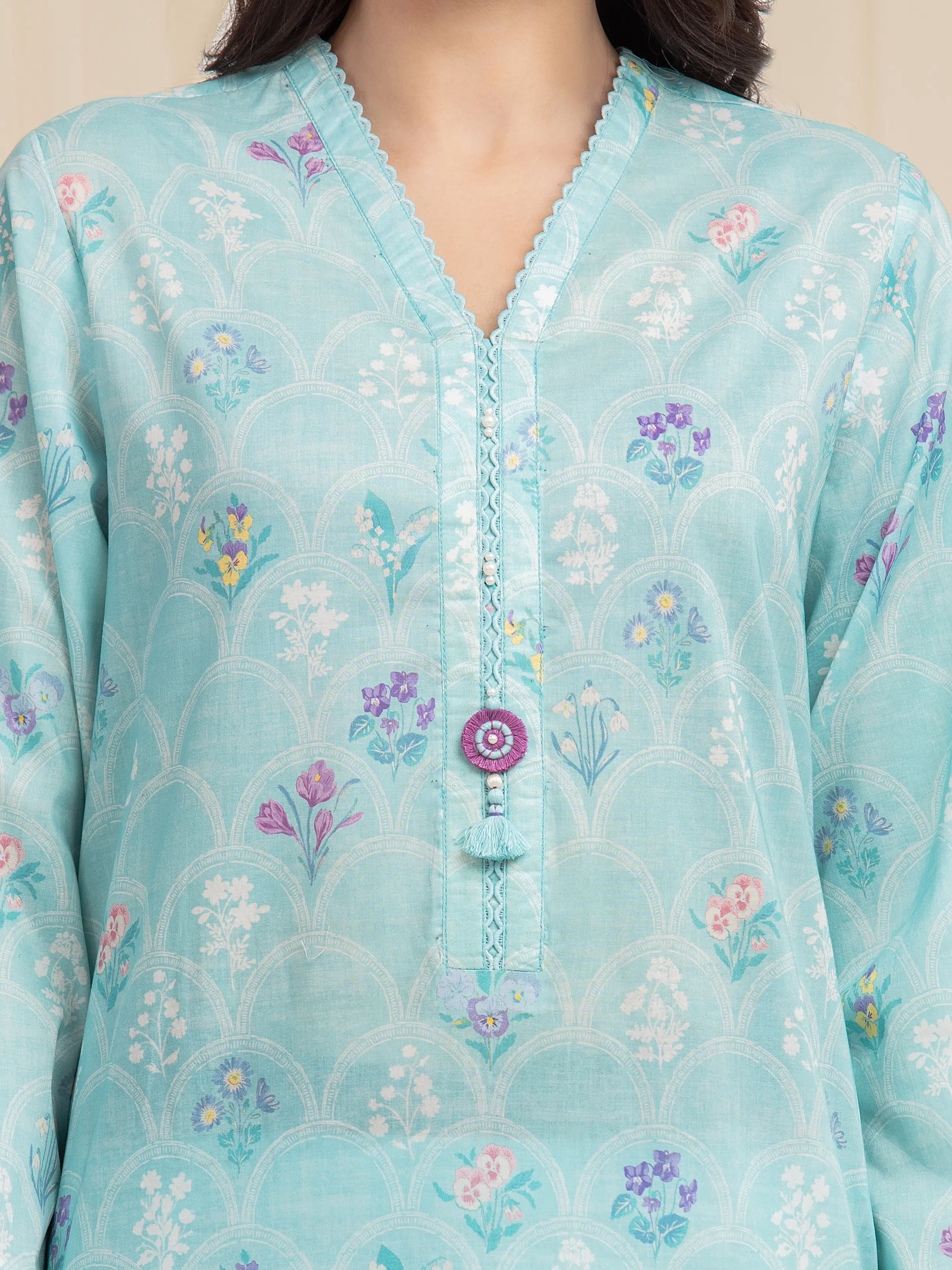 Unstitched Printed Lawn Suit - EWU6A1-36578-3P - Image 3