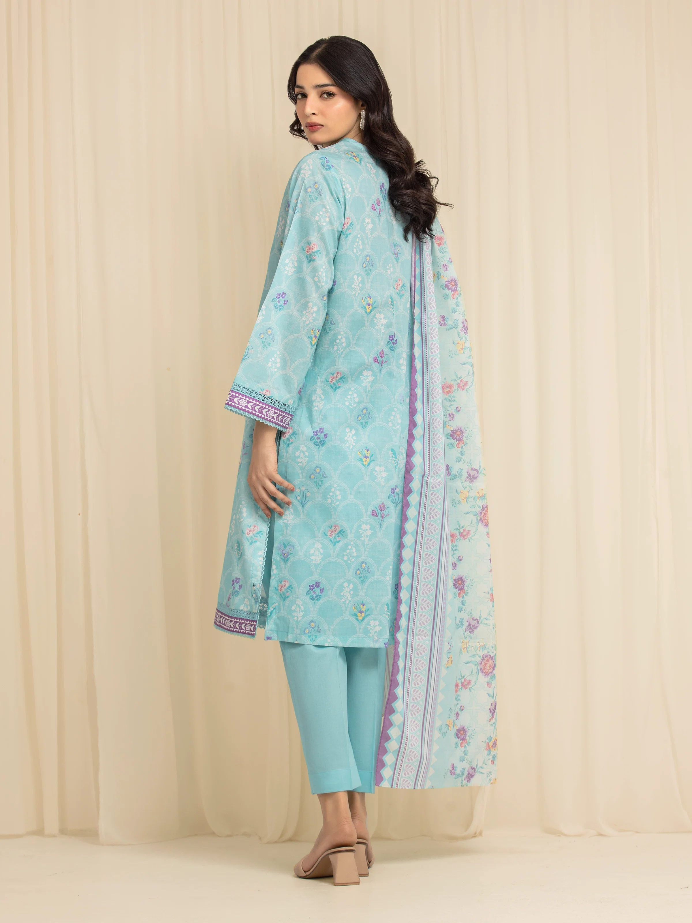 Unstitched Printed Lawn Suit - EWU6A1-36578-3P - Image 6
