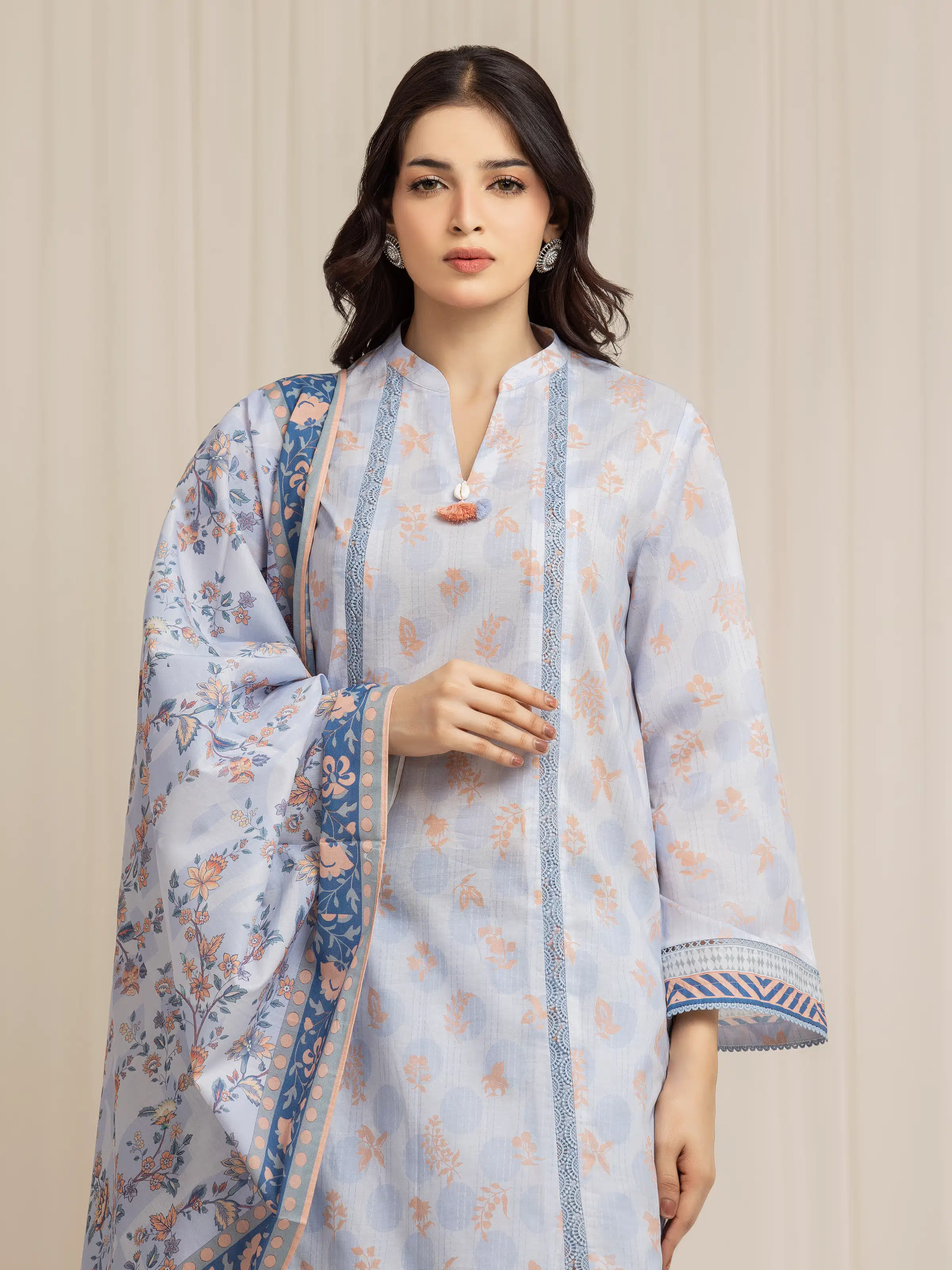 Unstitched Printed Lawn Suit - EWU6A1-36580-3P - Image 2