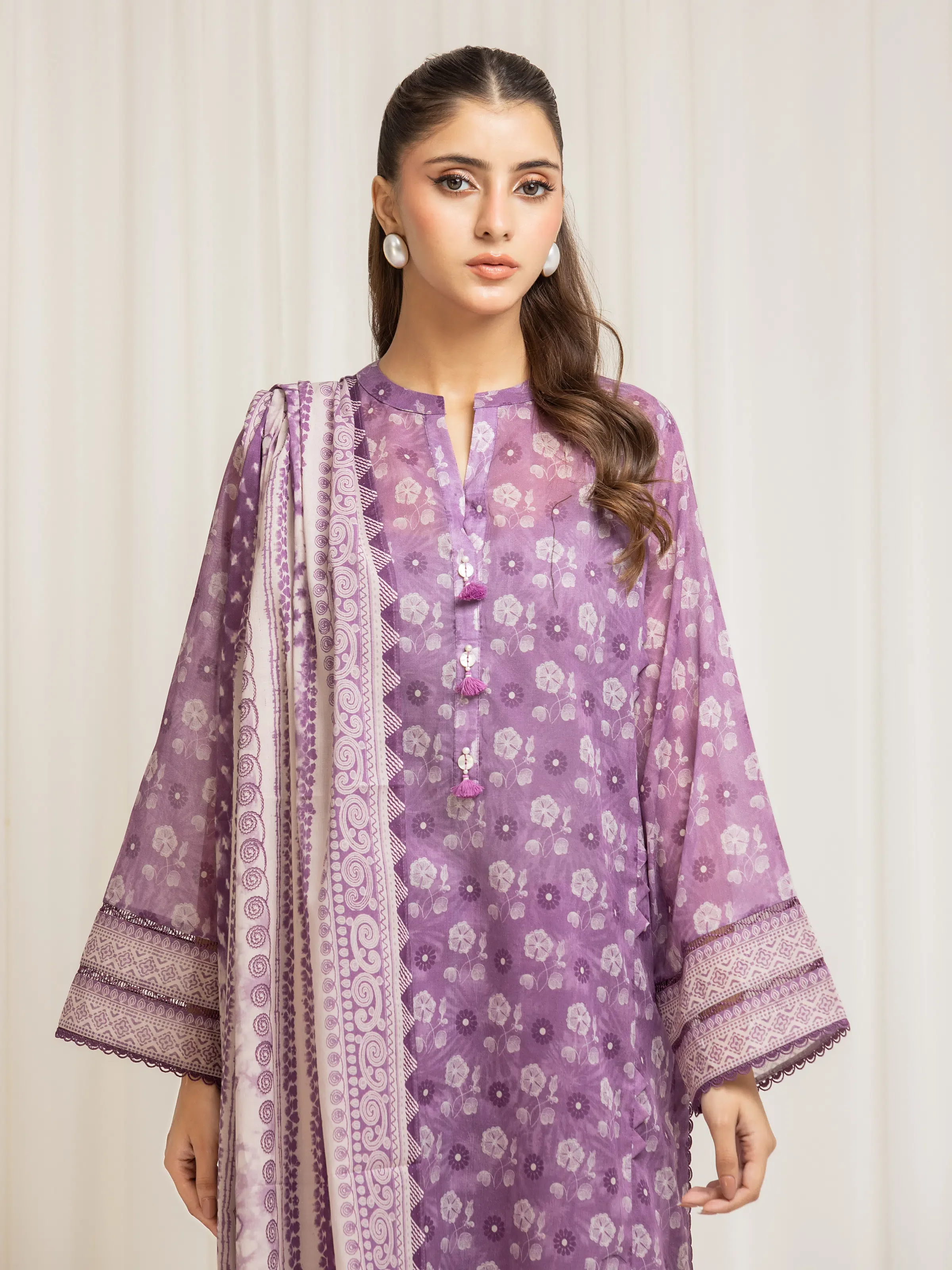 Unstitched Printed Lawn Suit - EWU6A1-36582-3P - Image 2
