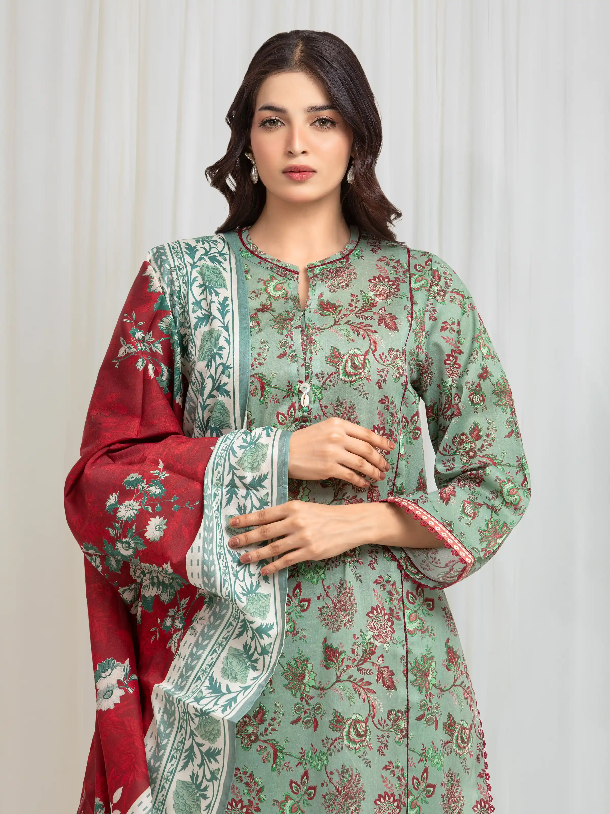 Unstitched Printed Lawn Suit - EWU6A1-36584-3P - Image 2