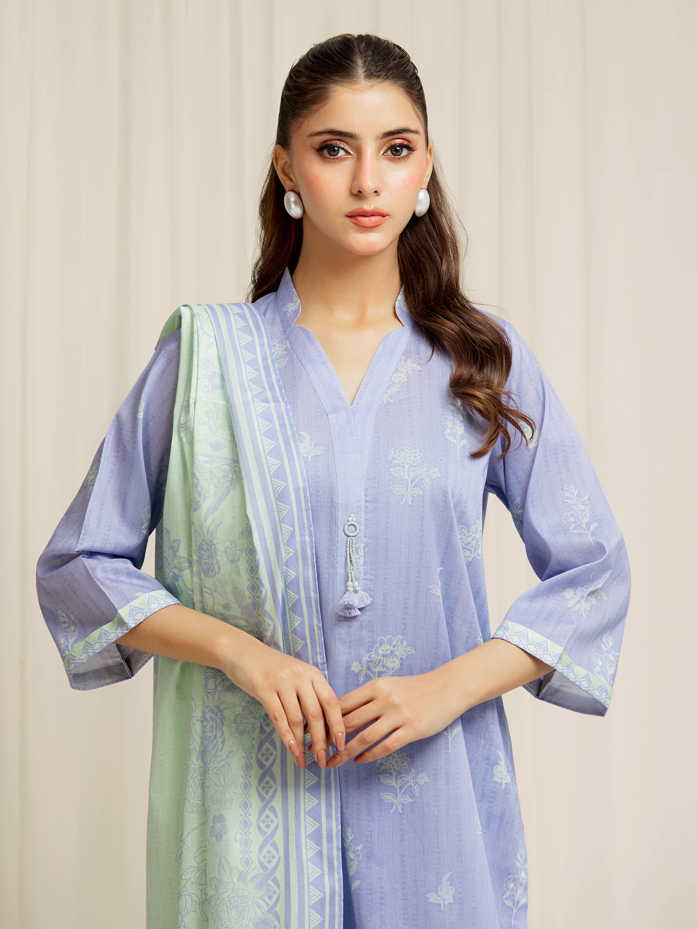 Unstitched Lavender Blue Printed Lawn Suit - EWU6A1-36586-3P - Image 2