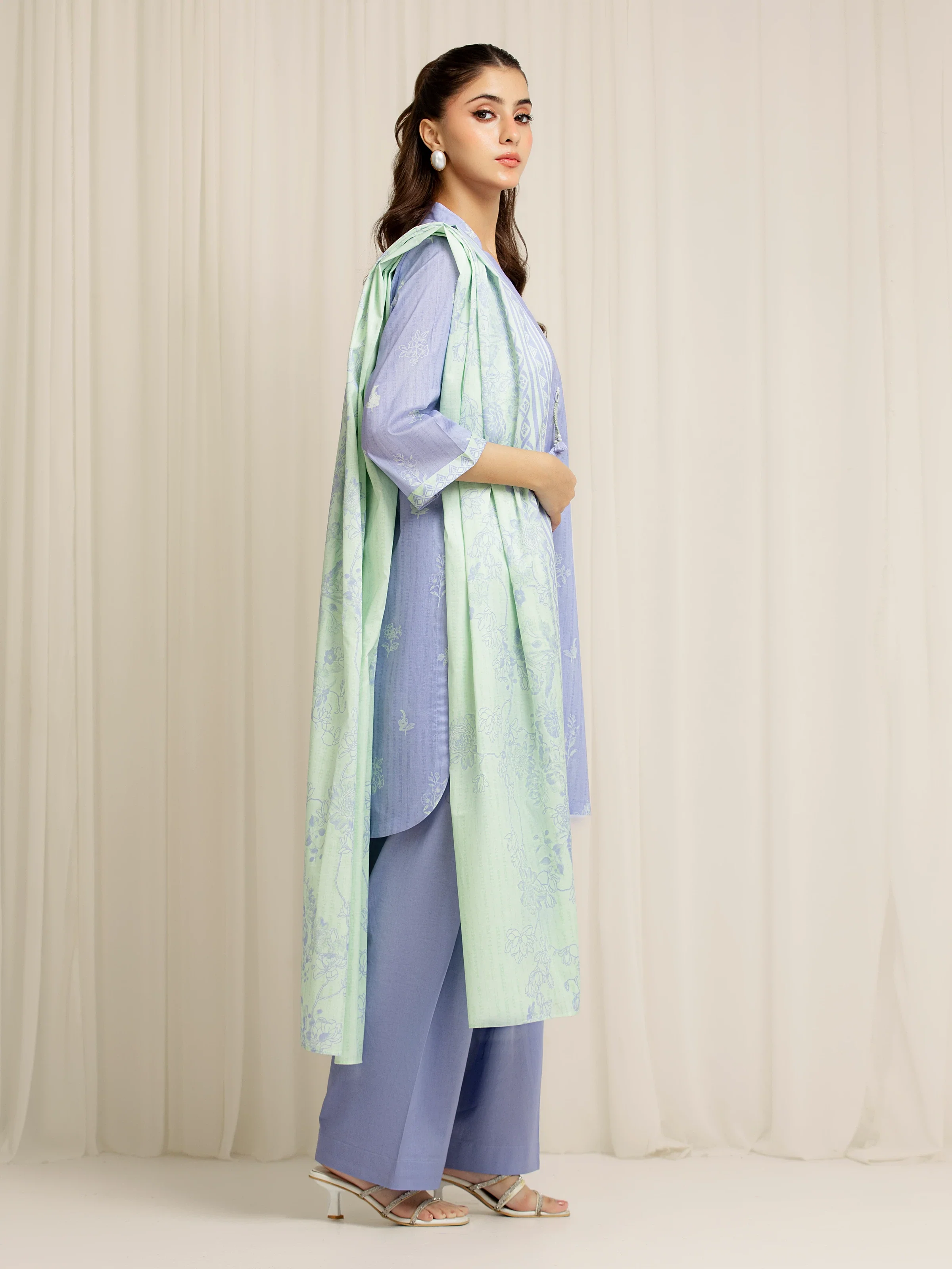 Unstitched Lavender Blue Printed Lawn Suit - EWU6A1-36586-3P - Image 5