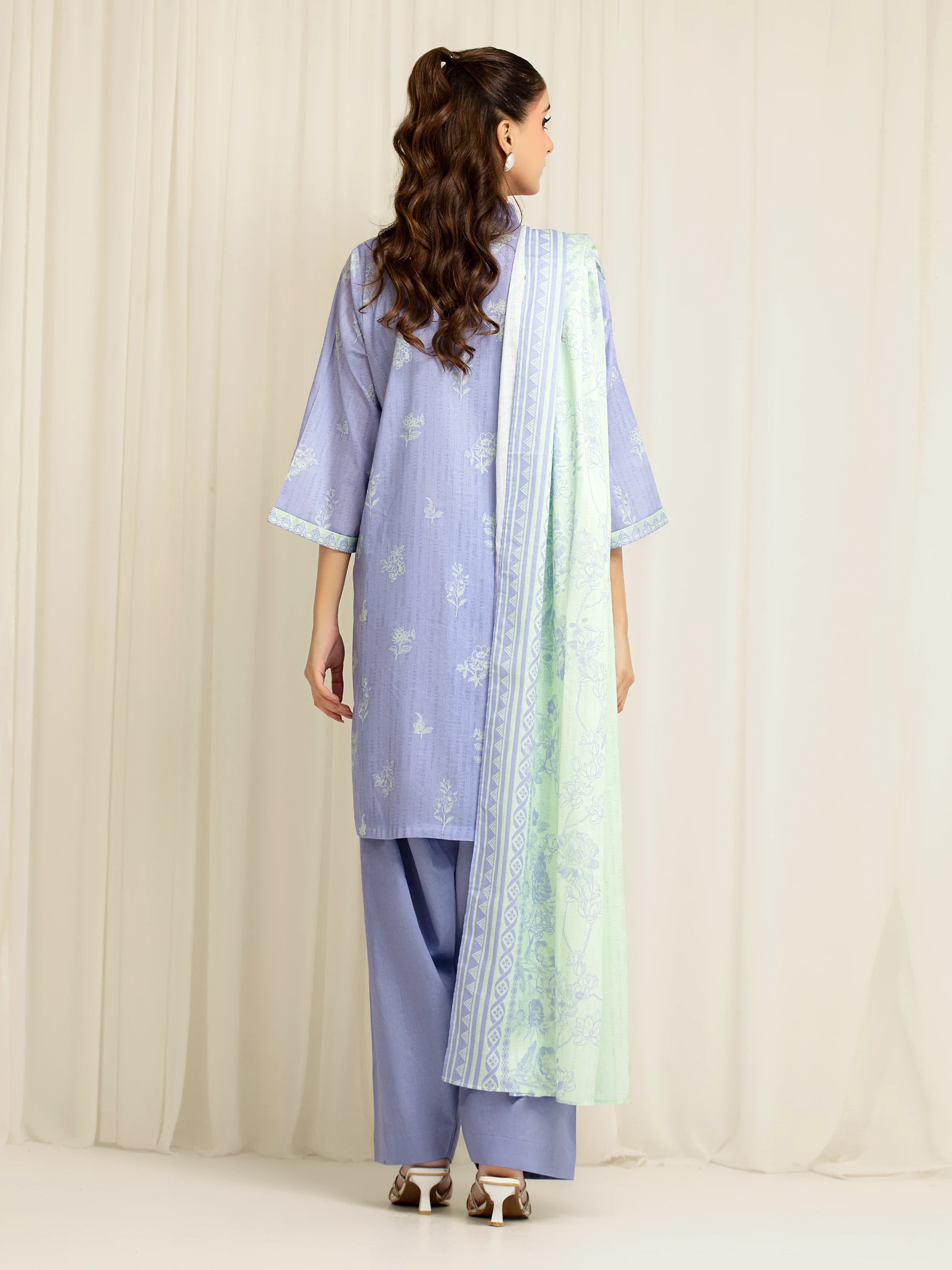 Unstitched Lavender Blue Printed Lawn Suit - EWU6A1-36586-3P - Image 6