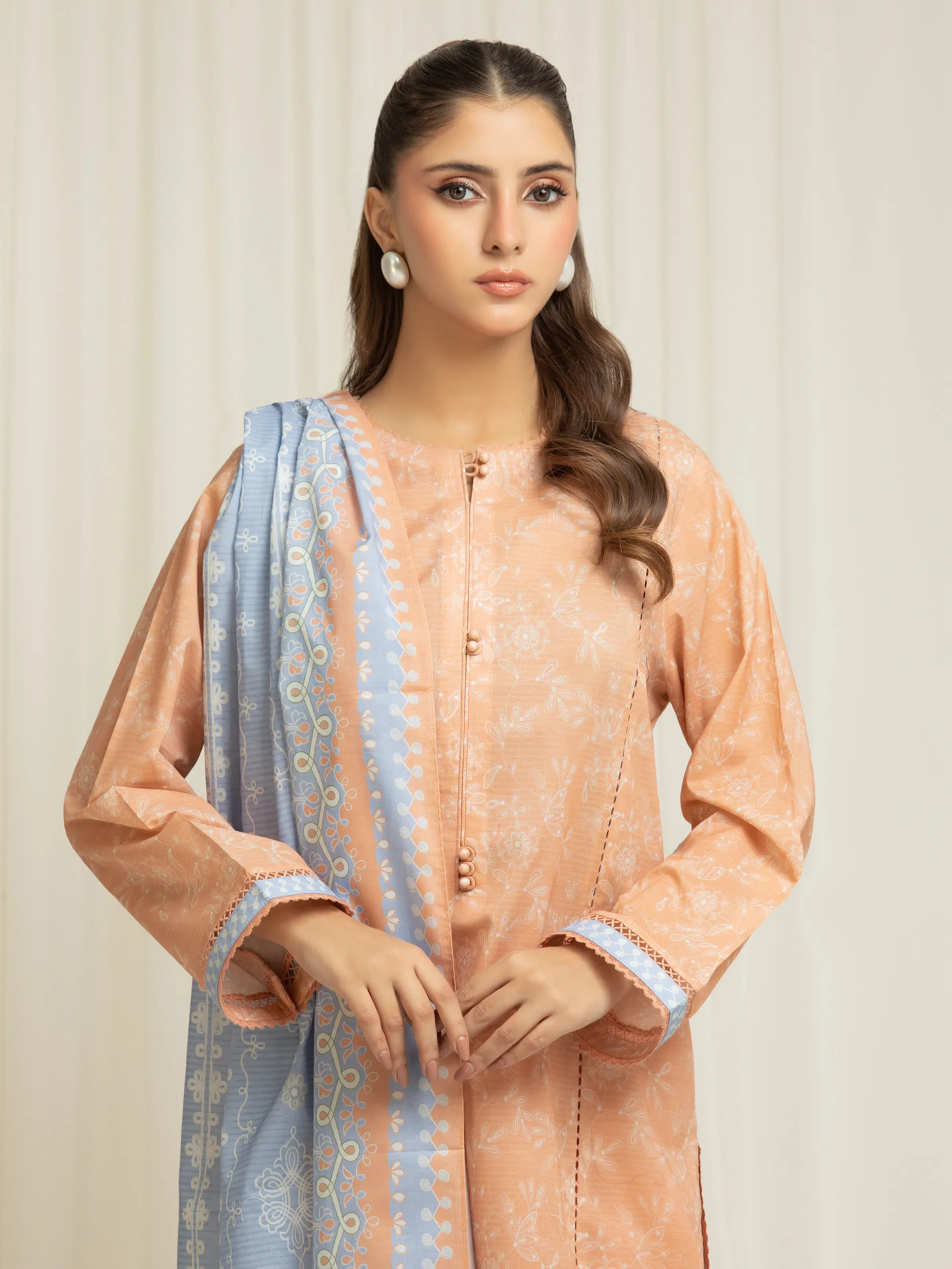 Unstitched Printed Lawn Suit - EWU6A1-36590-3P - Image 2
