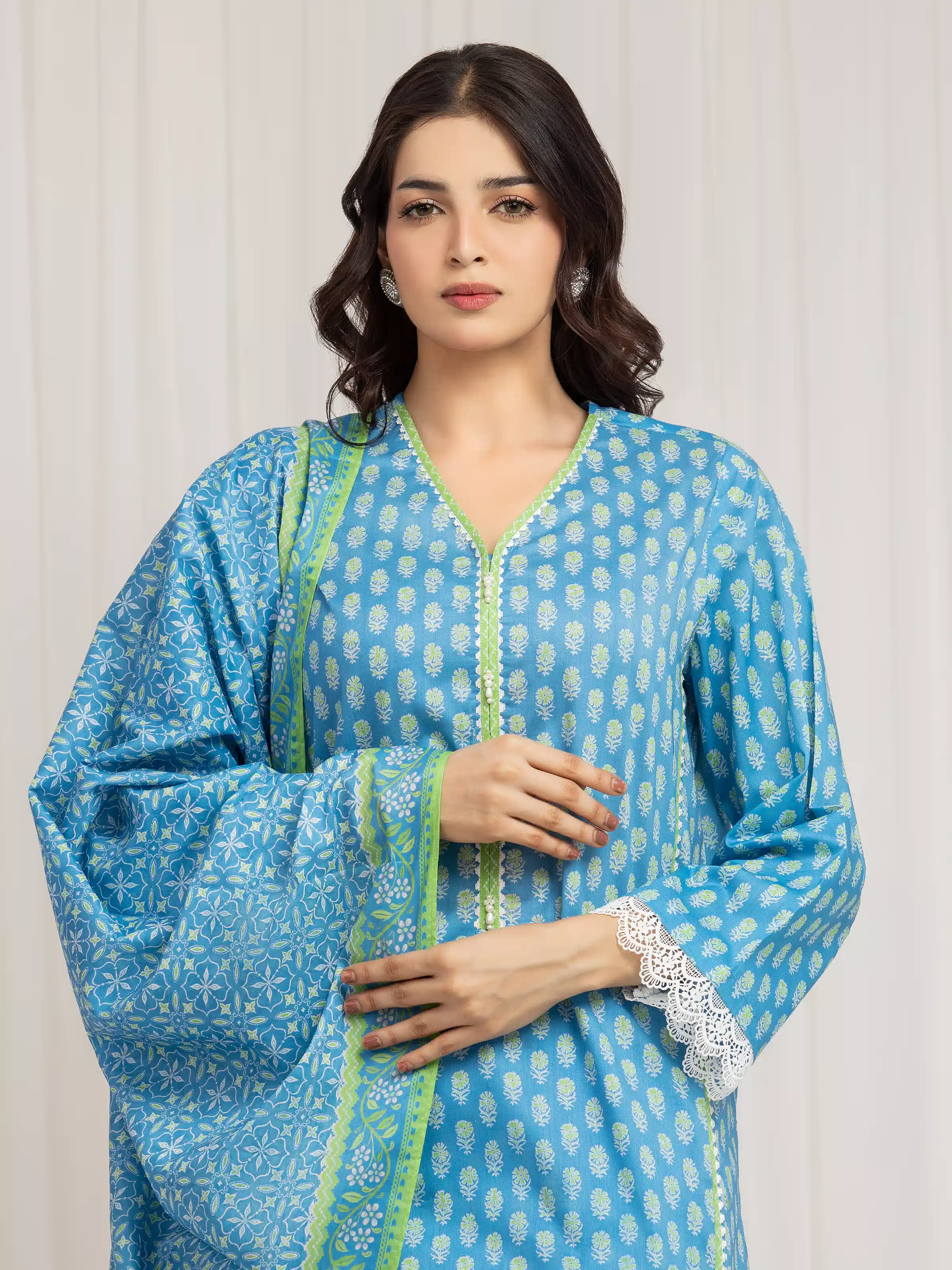 Unstitched Printed Lawn Suit - EWU6A1-36592-3P - Image 2