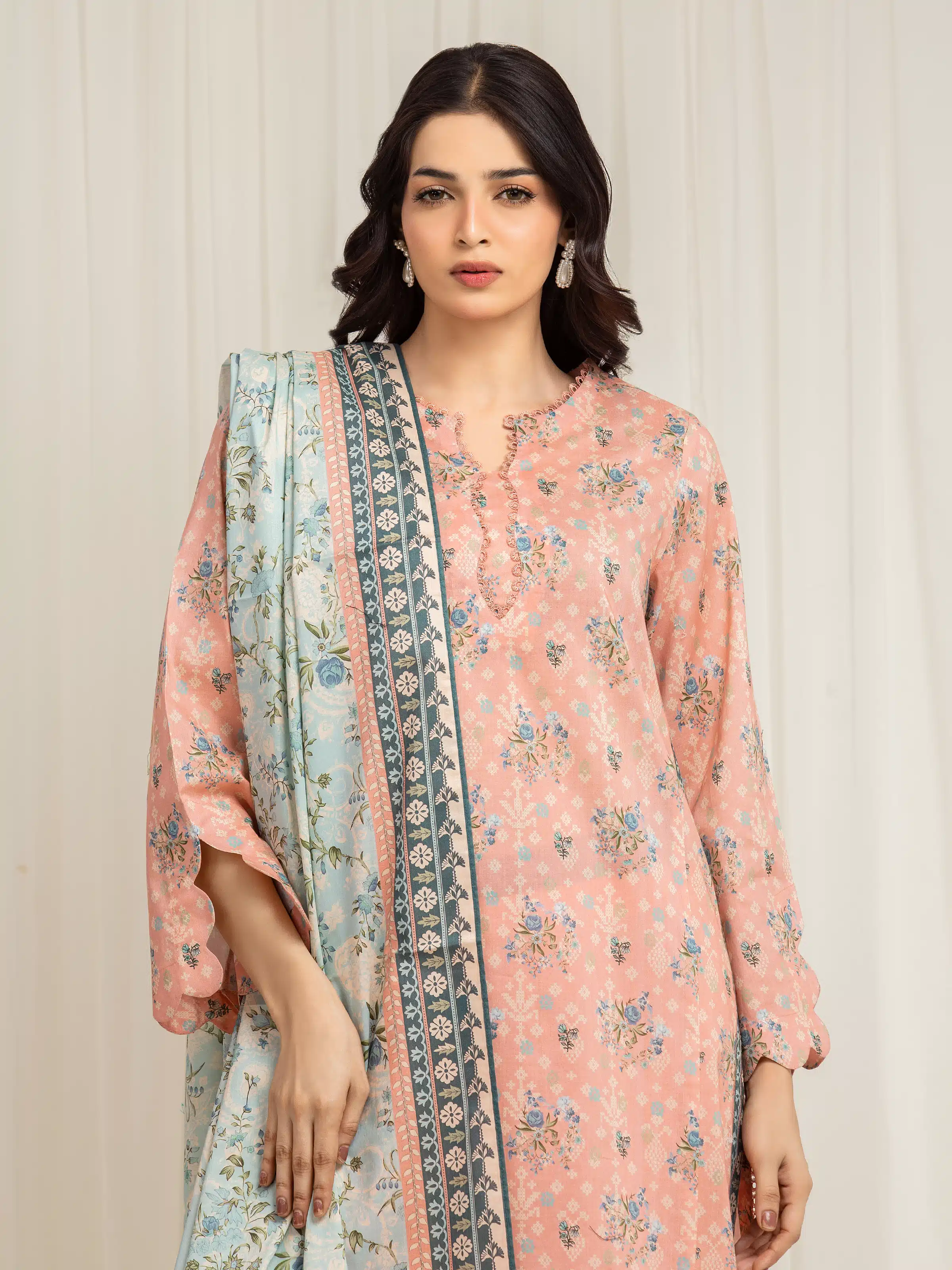 Unstitched Printed Lawn Suit - EWU6A1-36596-3P - Image 2
