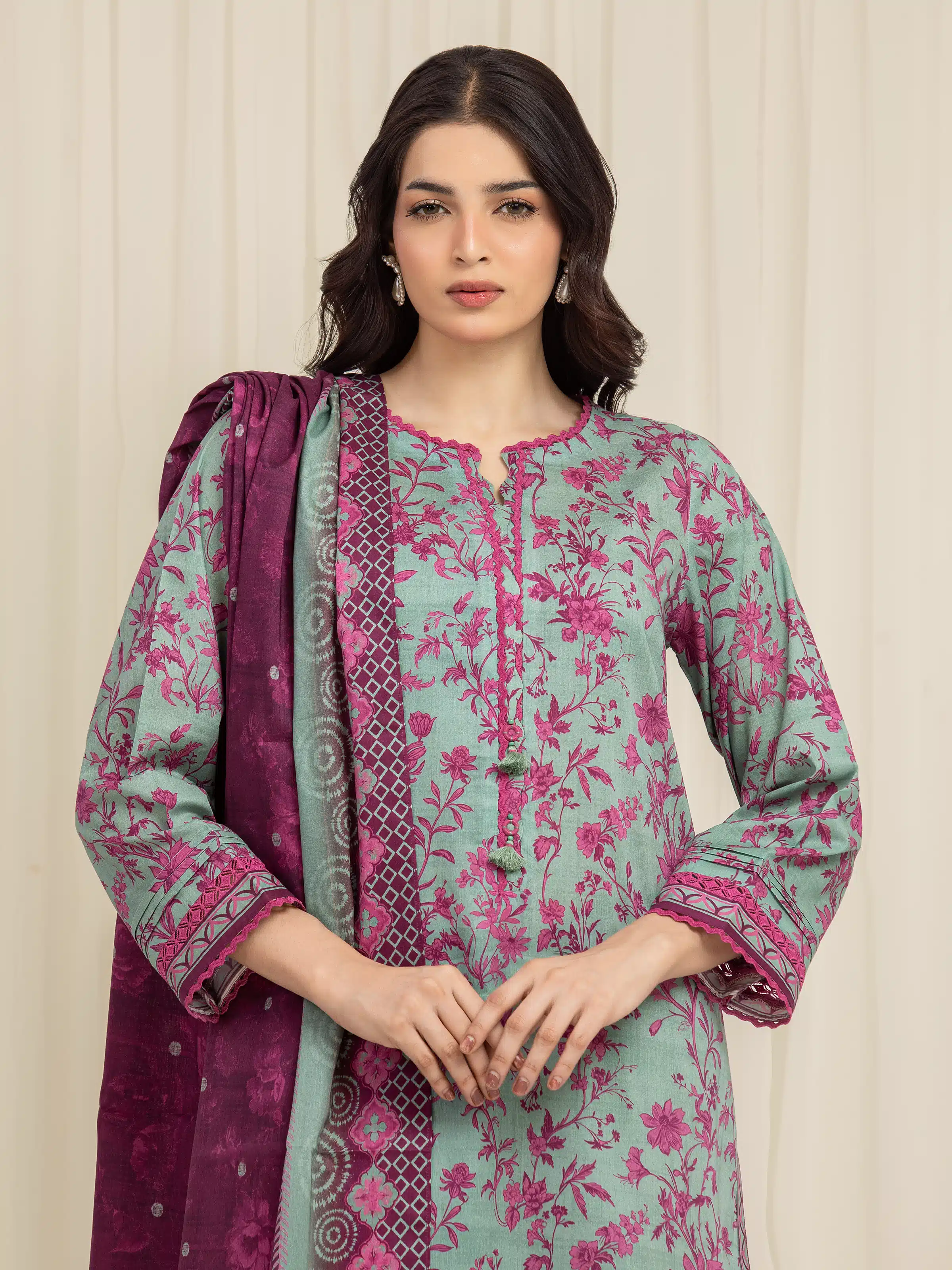 Unstitched Printed Lawn Suit - EWU6A1-36597-3P - Image 2