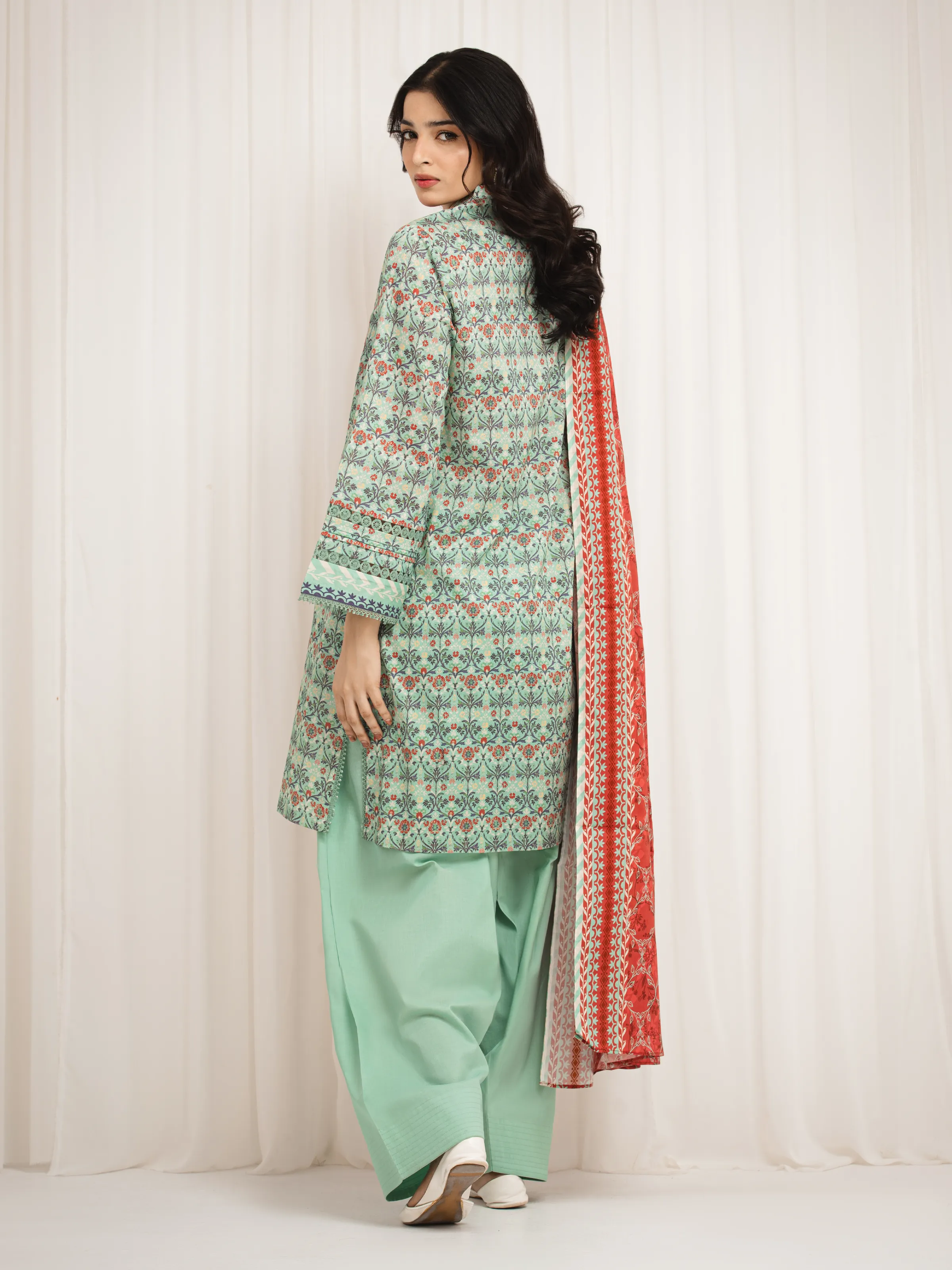 Unstitched Printed Lawn Suit - EWU6A1-36600-3P - Image 6