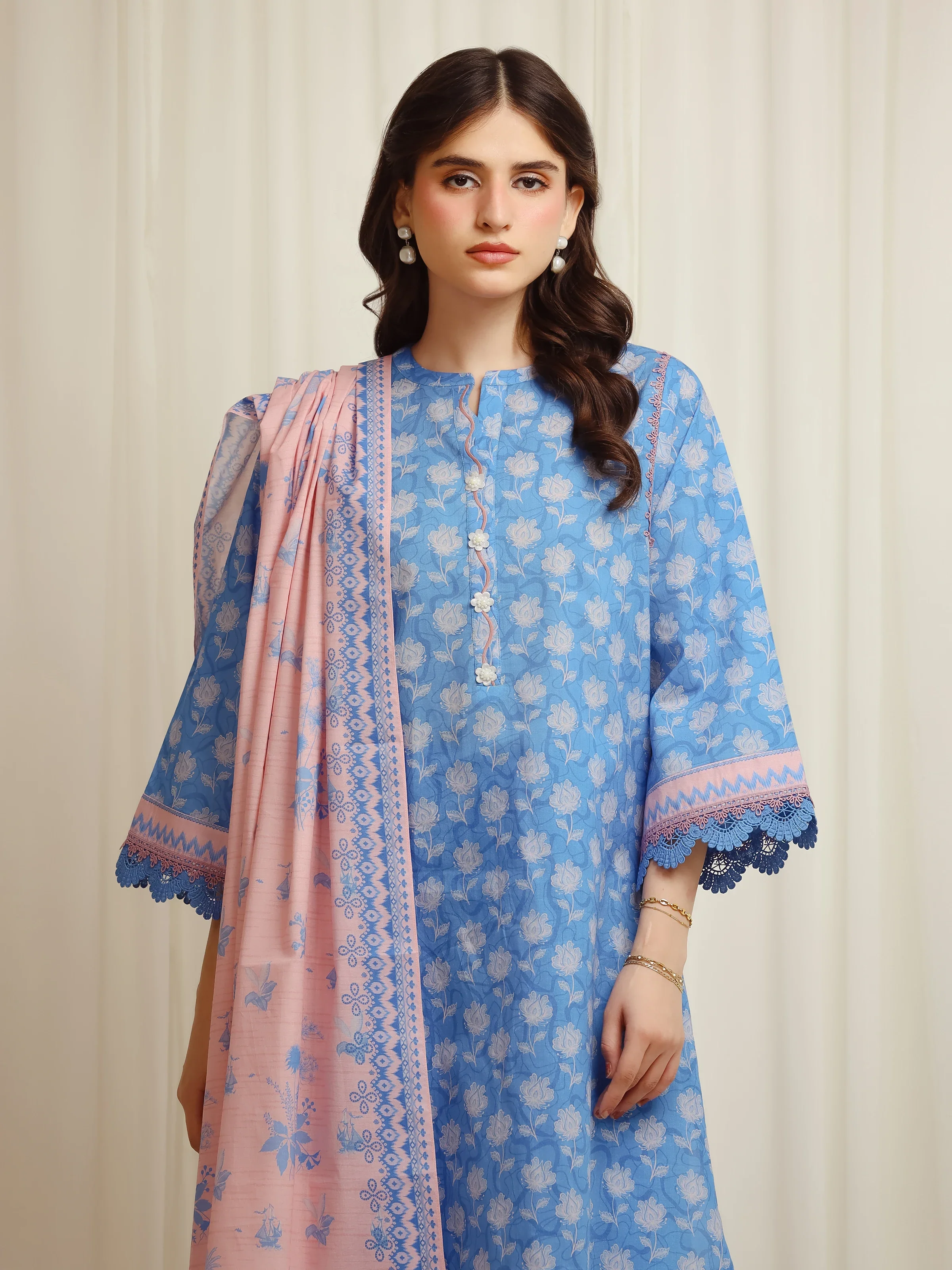 Unstitched Printed Lawn Suit - EWU6A1-36615-3P - Image 2