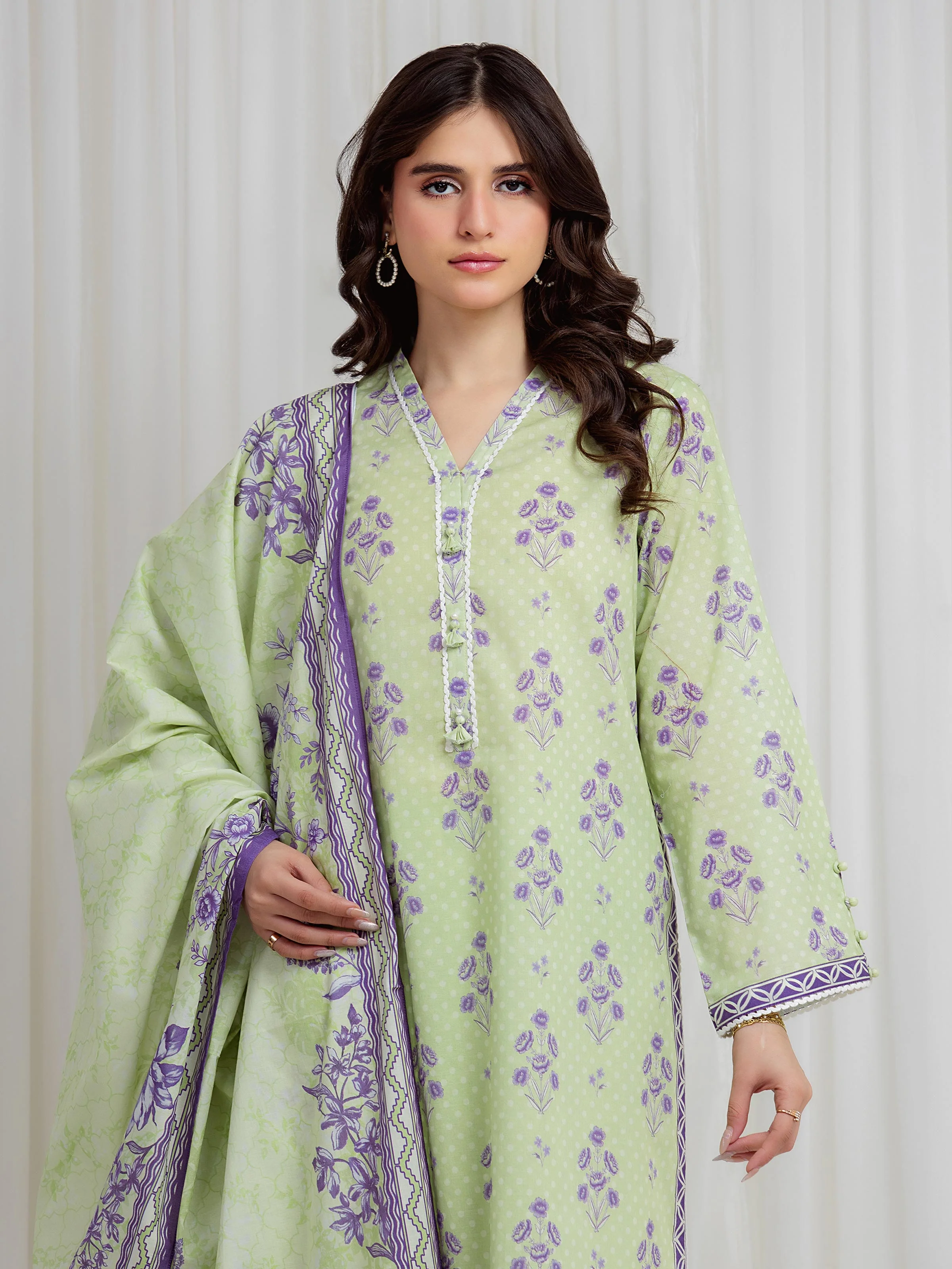 Unstitched Printed Lawn Suit - EWU6A1-36618-3P - Image 2