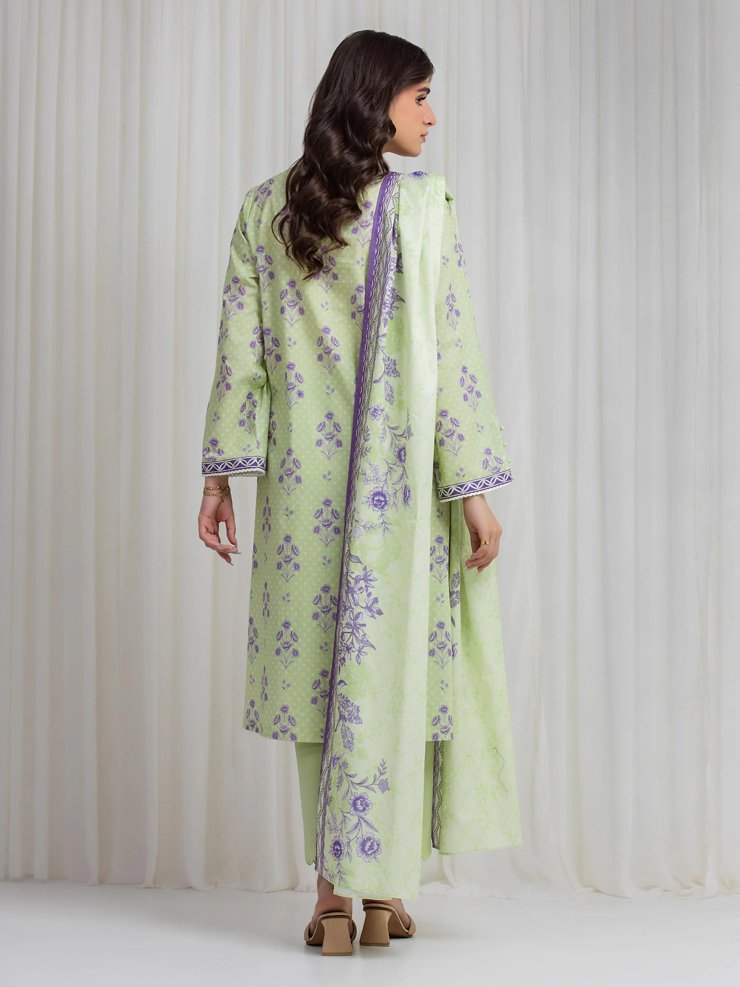Unstitched Printed Lawn Suit - EWU6A1-36618-3P - Image 6