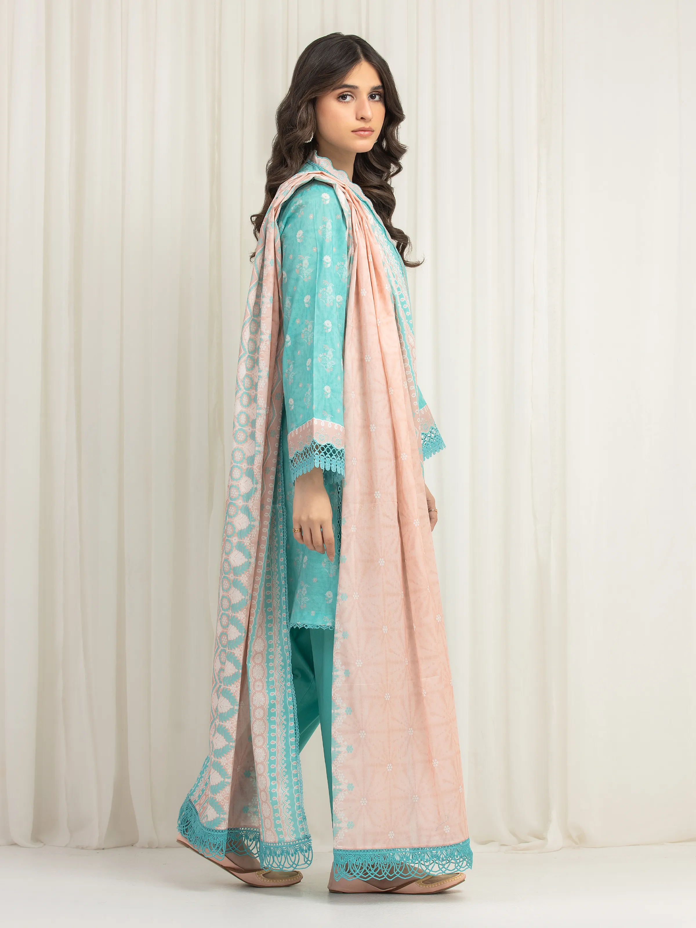 Unstitched Printed Lawn Suit - EWU6A1-36620-3P - Image 5