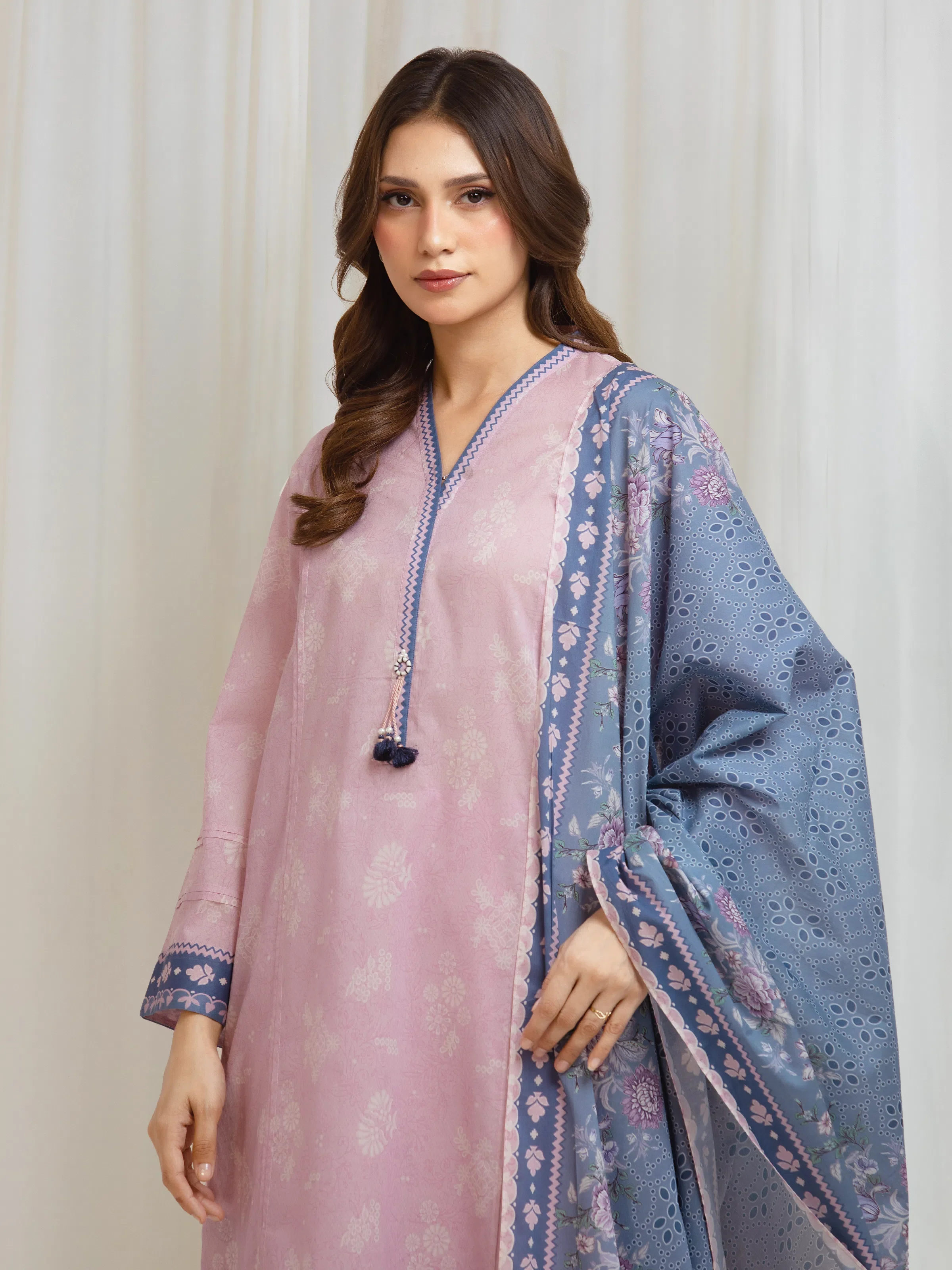 Unstitched Printed Lawn Suit - EWU6A1-36621-3P - Image 2