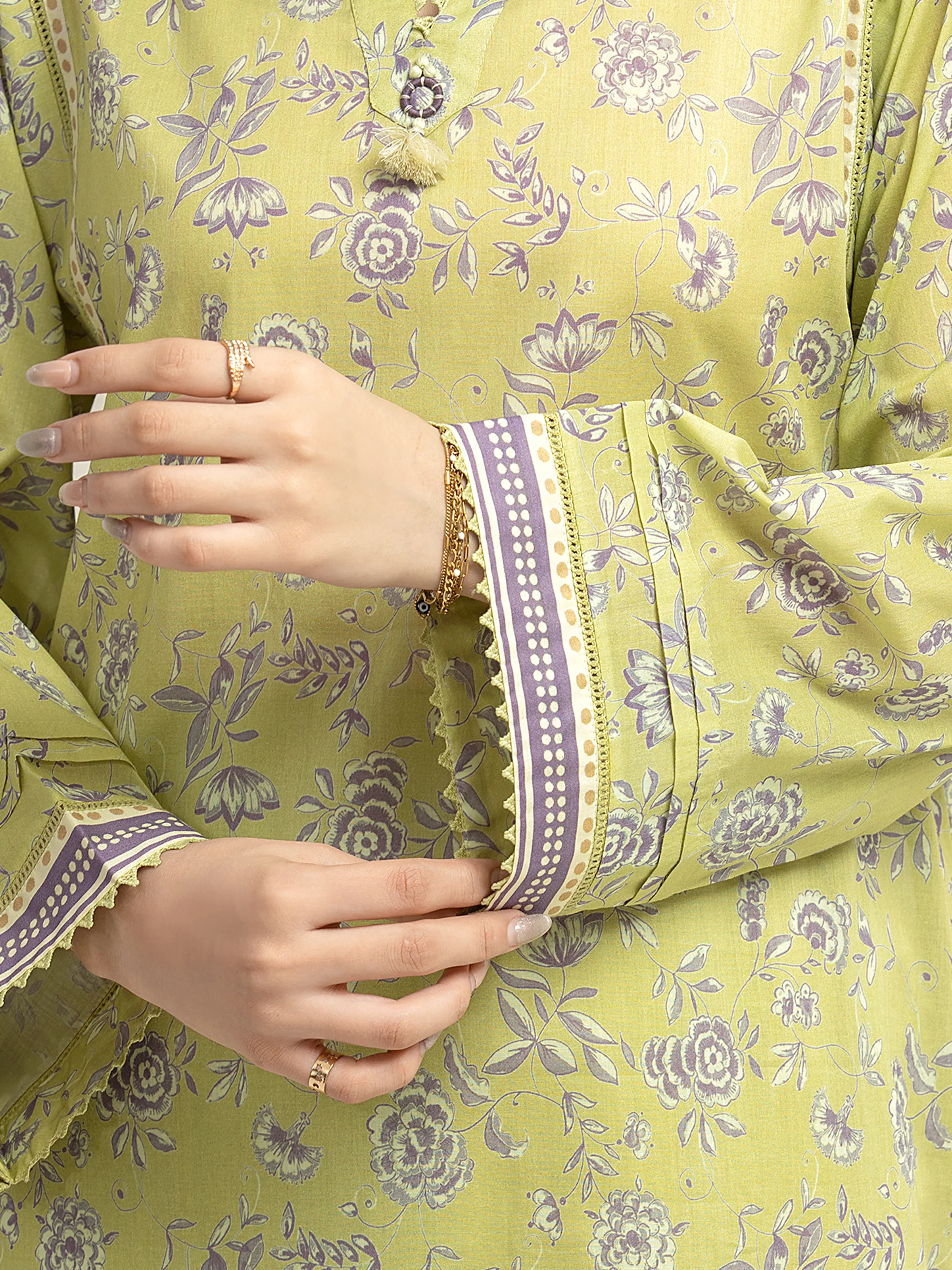 Unstitched Printed Lawn Suit - EWU6A1-36622-3P - Image 3