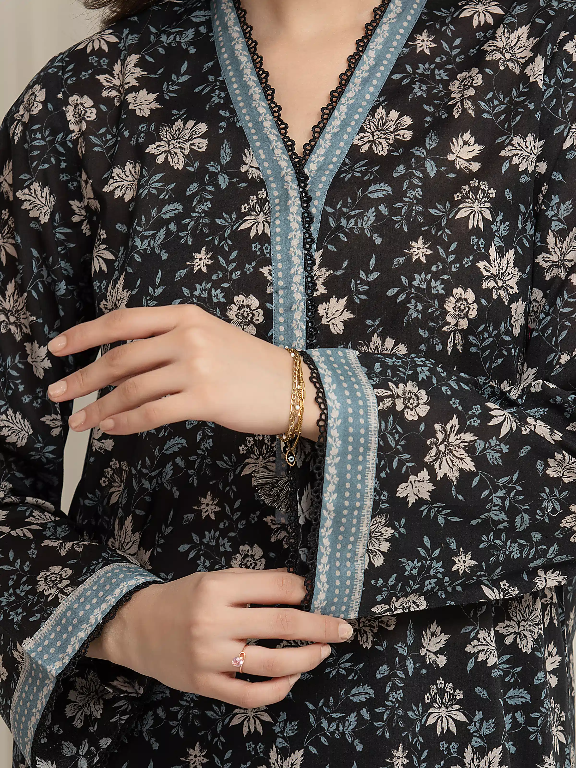 Unstitched Printed Lawn Suit - EWU6A1-36645-3P - Image 3