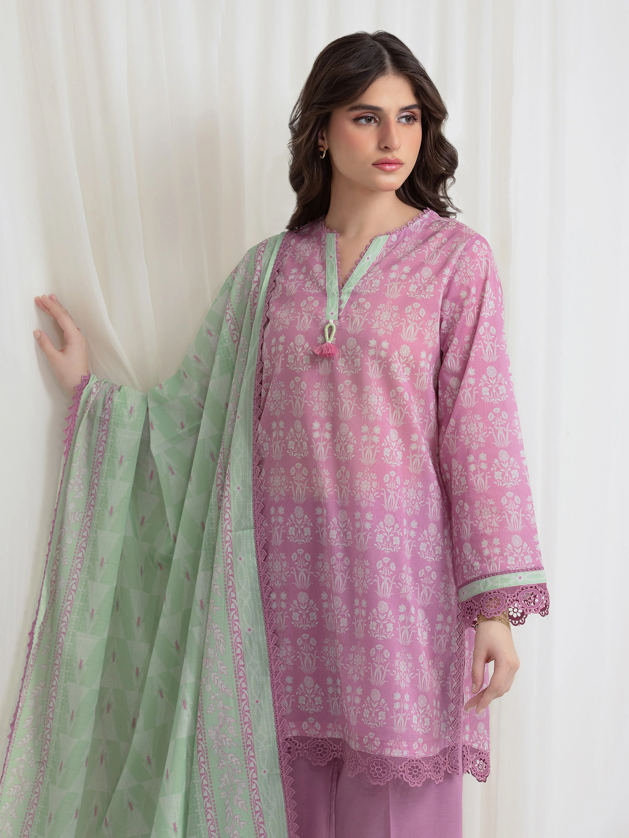 Unstitched Printed Lawn Suit - EWU6A1-36649-3P - Image 2