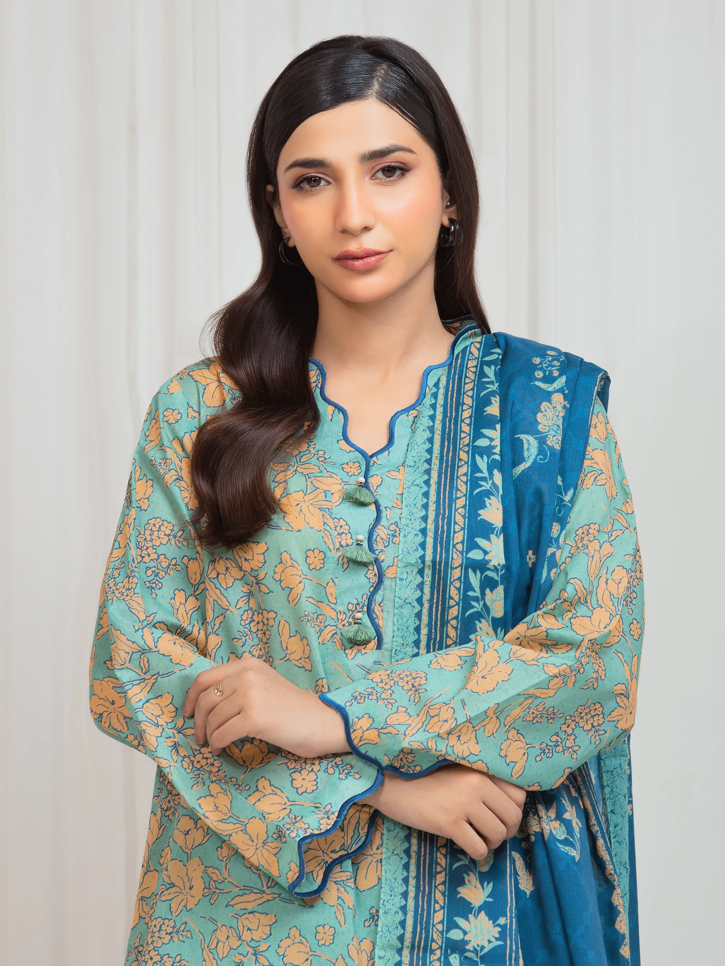 Unstitched Printed Lawn Suit - EWU6A1-36654-3P - Image 2
