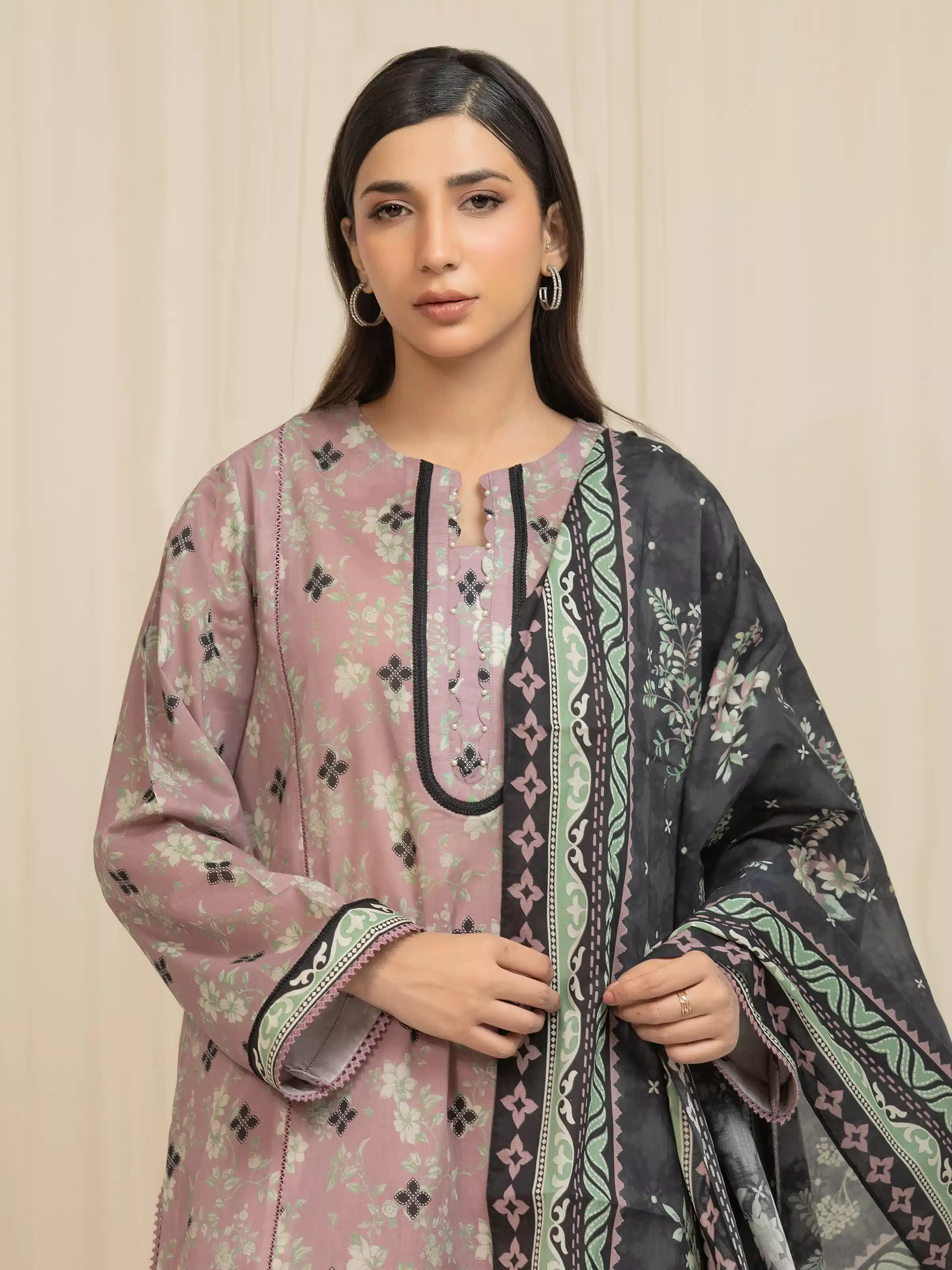 Unstitched Printed Lawn Suit - EWU6A1-36657-3P - Image 2