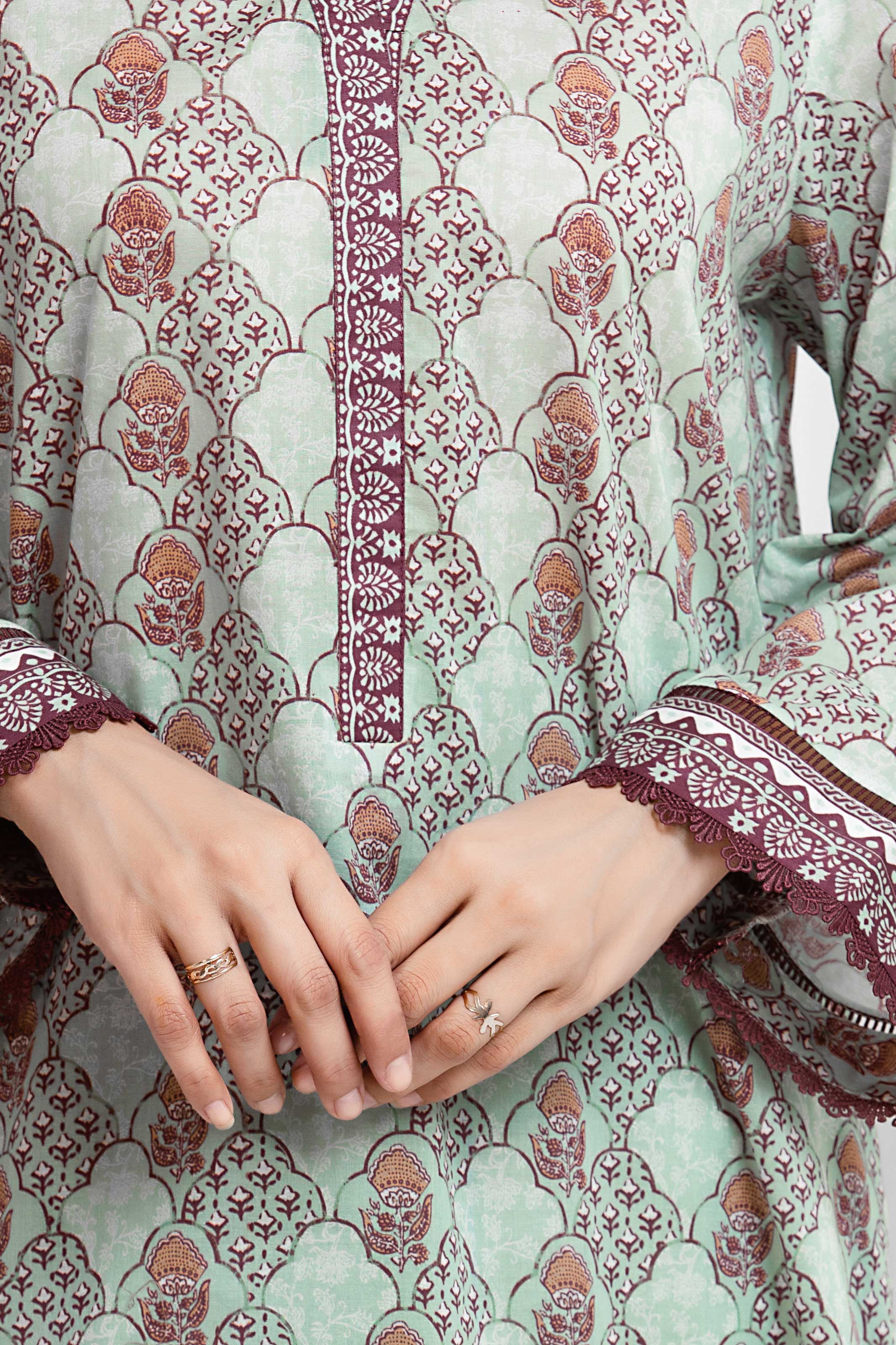 Unstitched Printed Lawn Suit - EWU6A1-36660-3P - Image 3