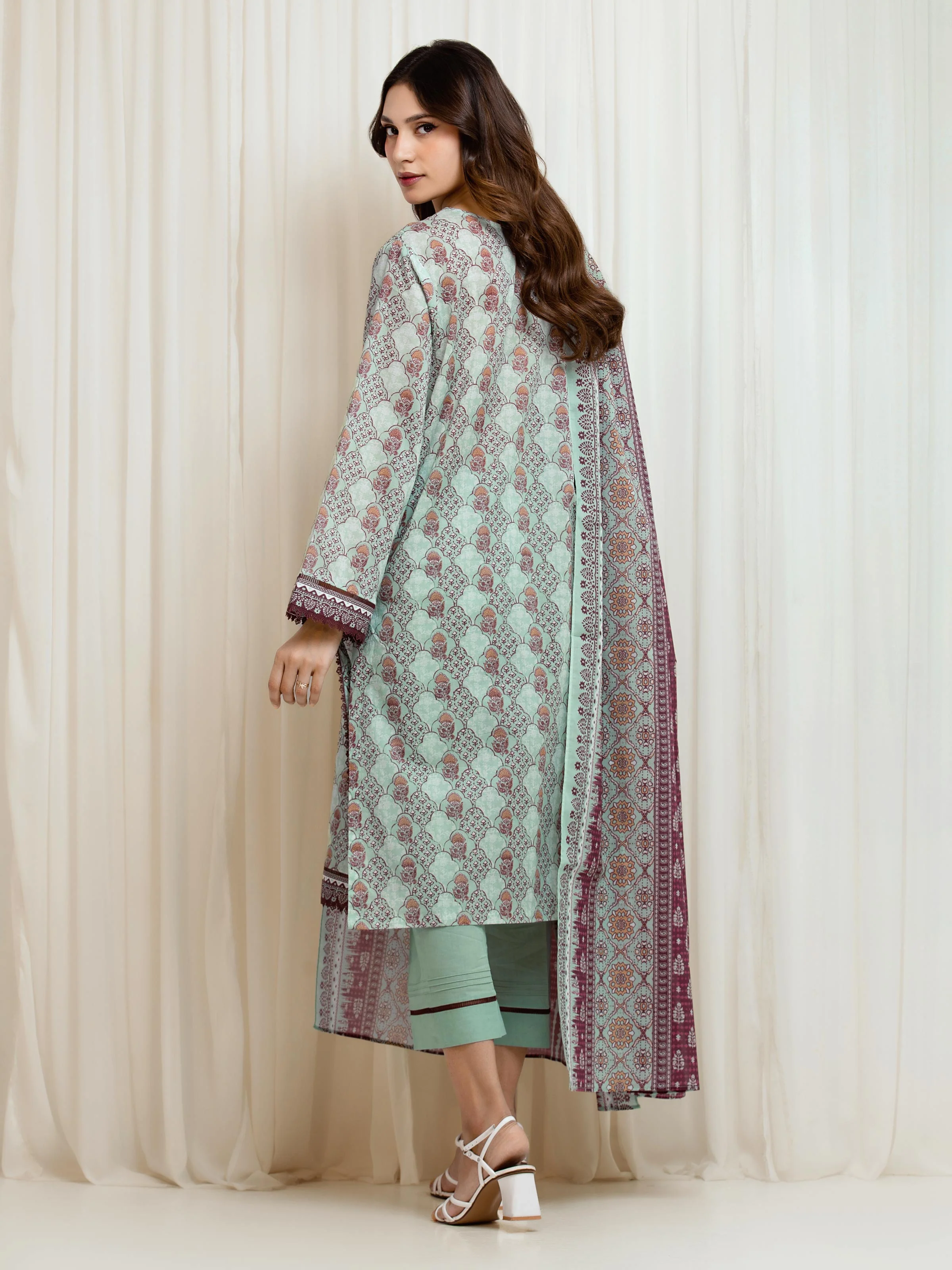 Unstitched Printed Lawn Suit - EWU6A1-36660-3P - Image 5