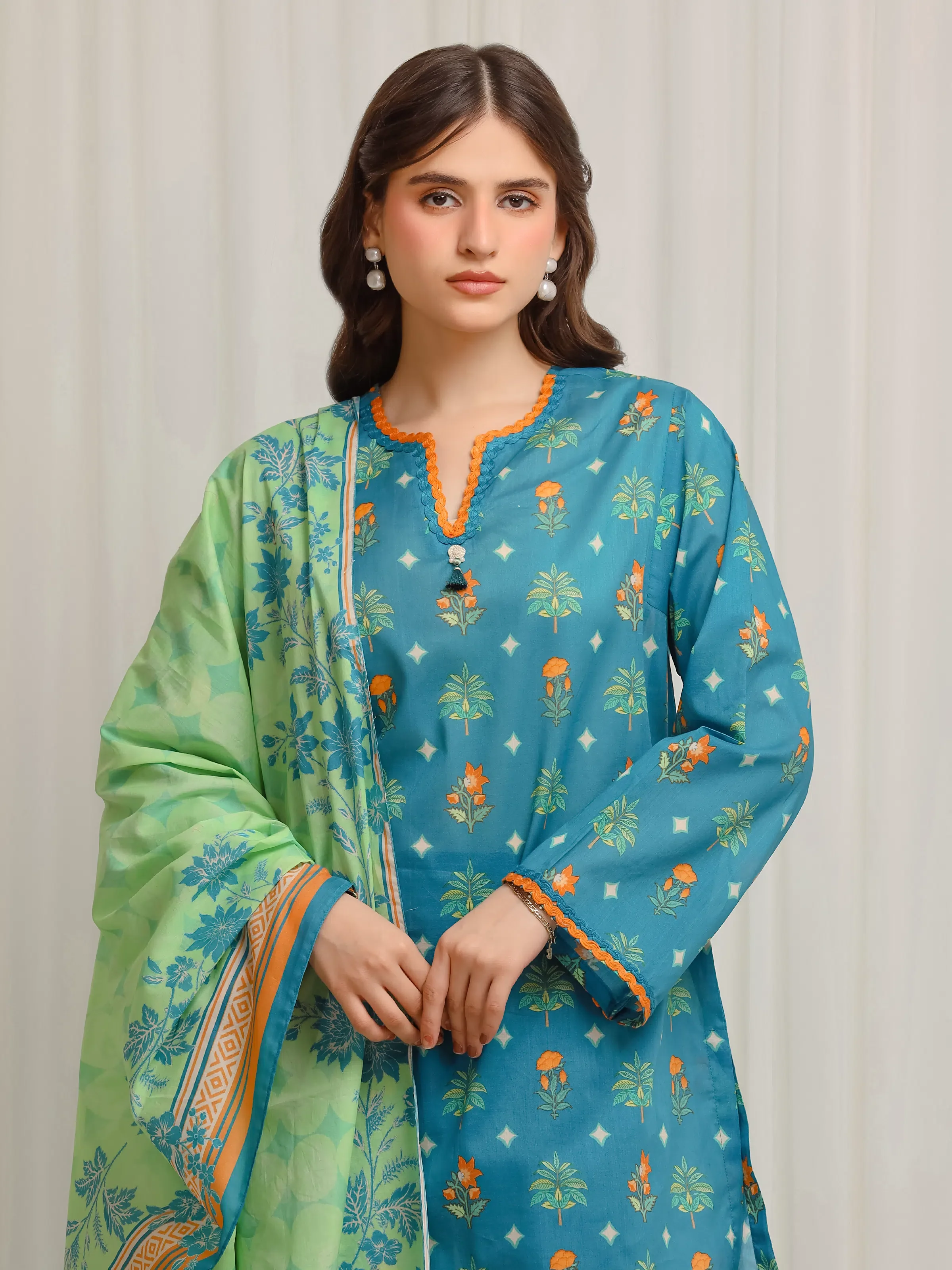 Unstitched  Printed Lawn Suit - EWU6A1-36661-3P - Image 2