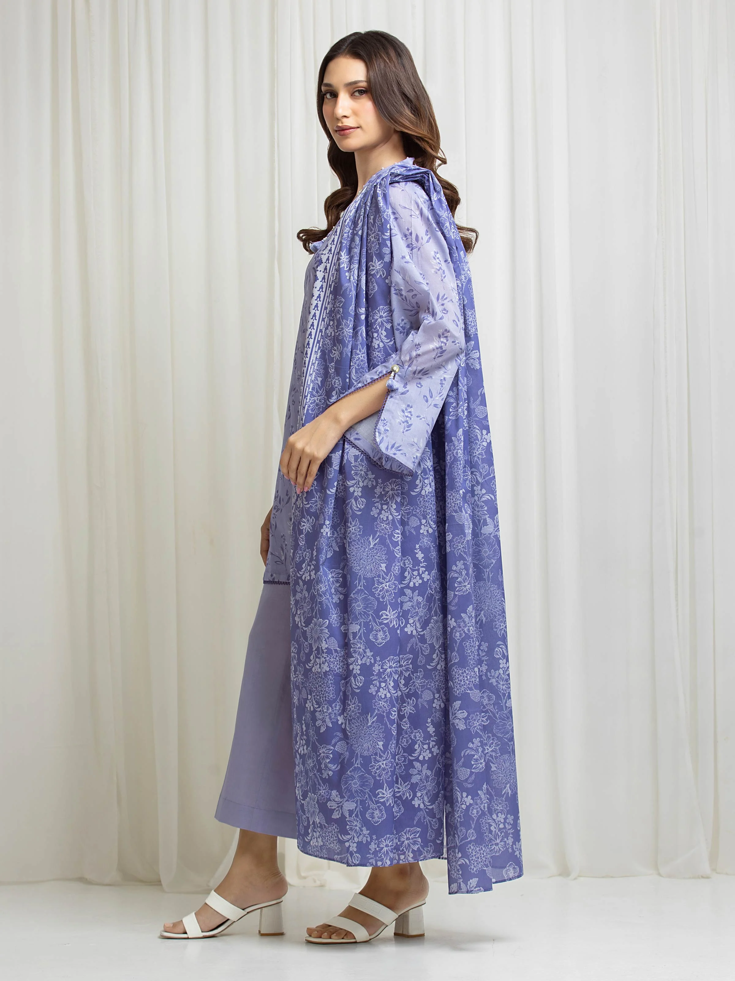 Unstitched Printed Lawn Suit - EWU6A1-36664-3P - Image 5