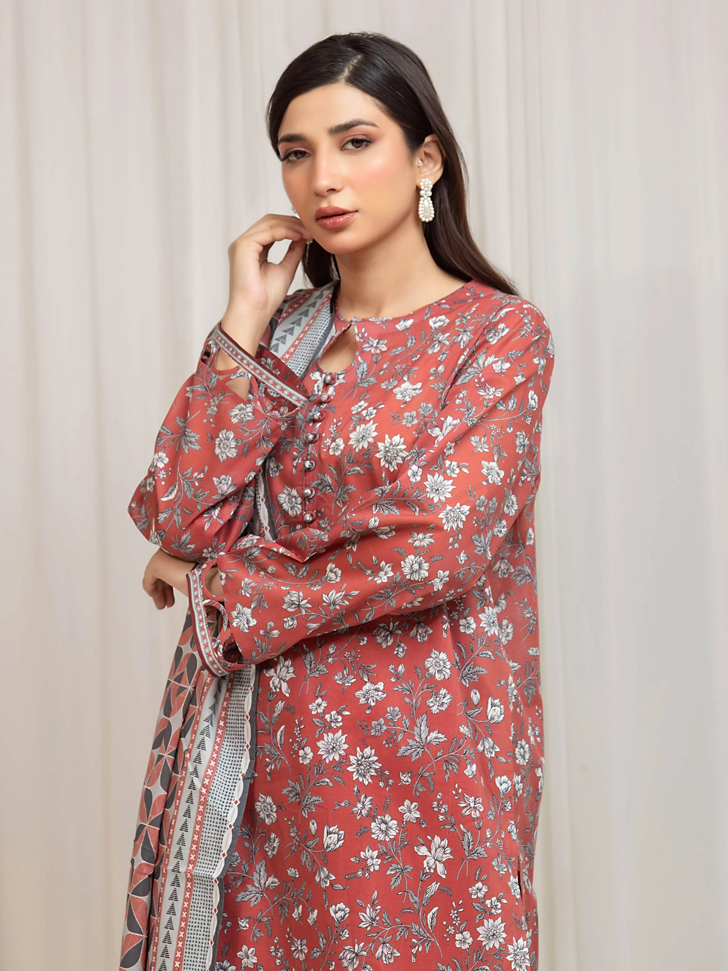 Unstitched Printed Lawn Suit - EWU6A1-36665-3P - Image 2