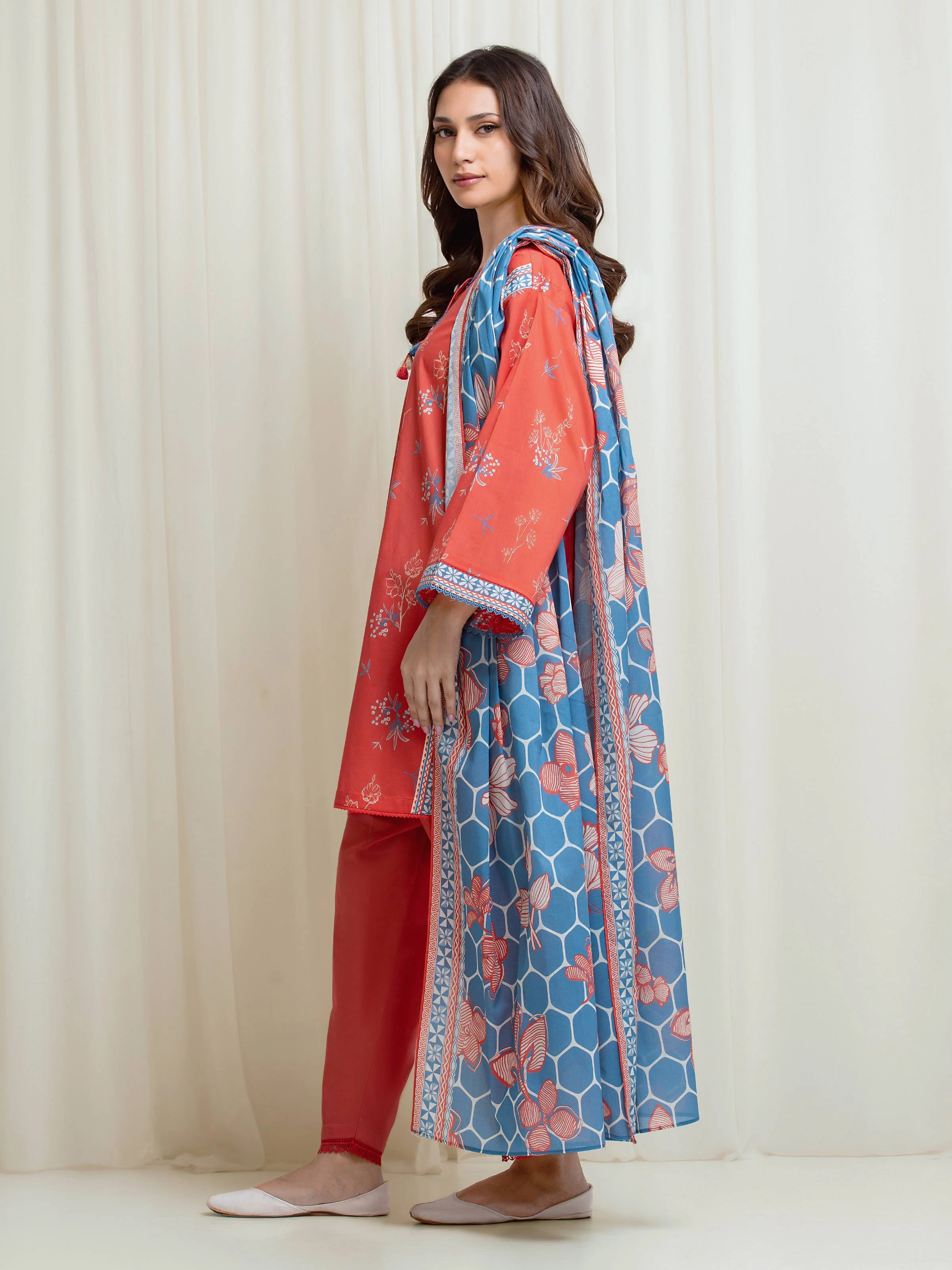 Unstitched Printed Lawn Suit - EWU6A1-36666-3P - Image 5