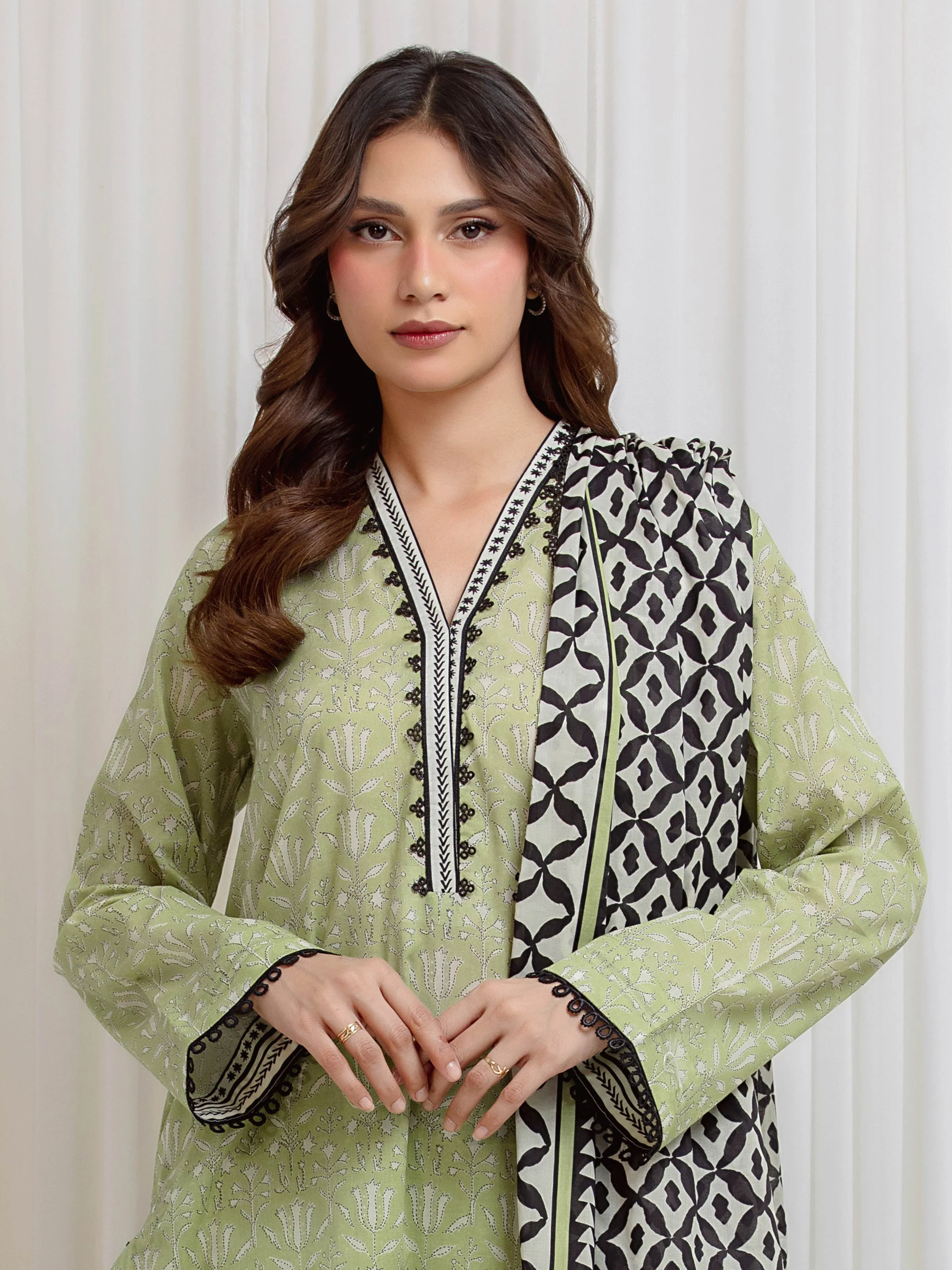 Unstitched Printed Lawn Suit - EWU6A1-36669-3P - Image 2