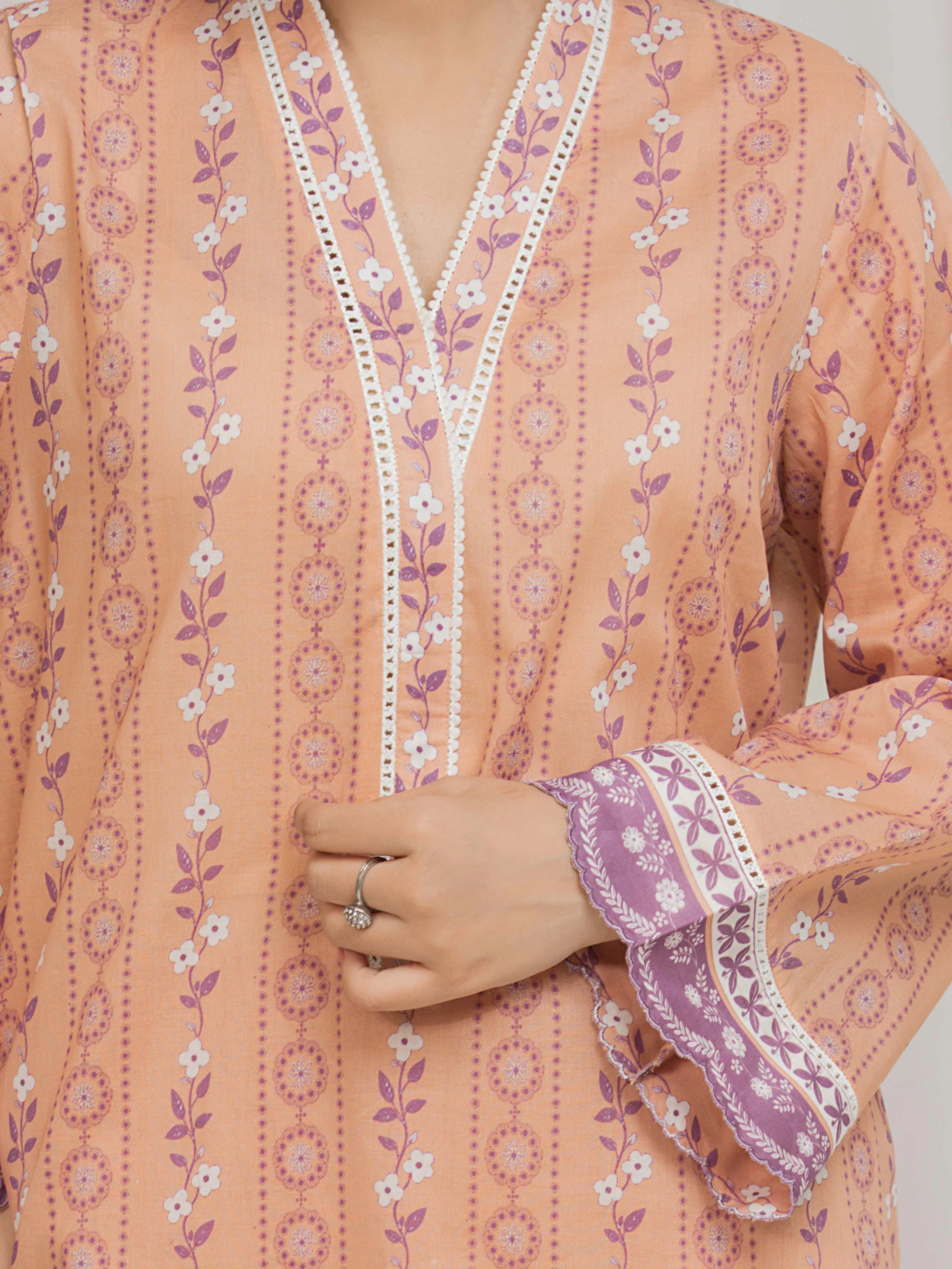 Unstitched Printed Lawn Suit - EWU6A1-36680-3P - Image 4