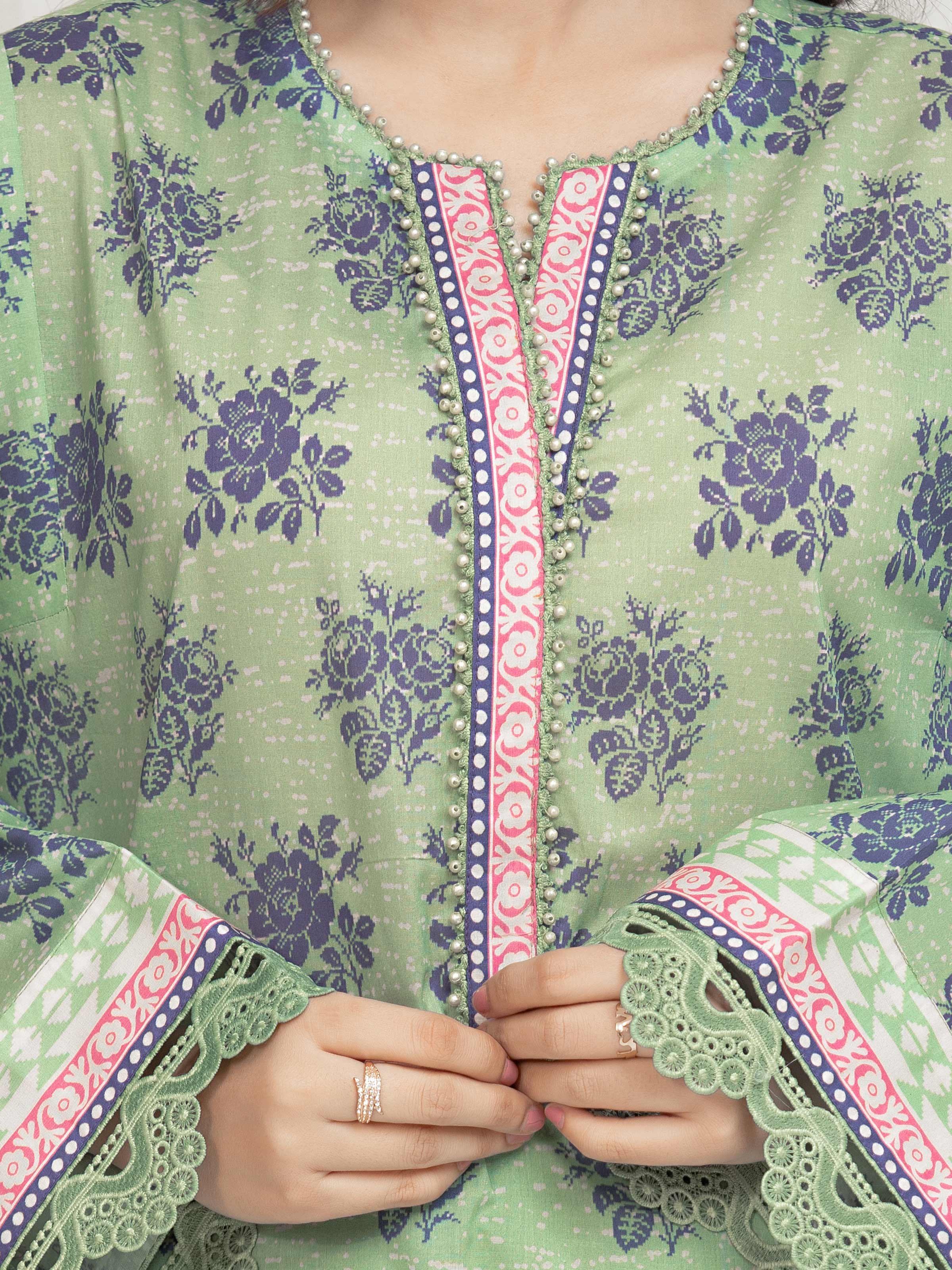 Unstitched Printed Lawn Suit - EWU6A1-36684-3P - Image 3