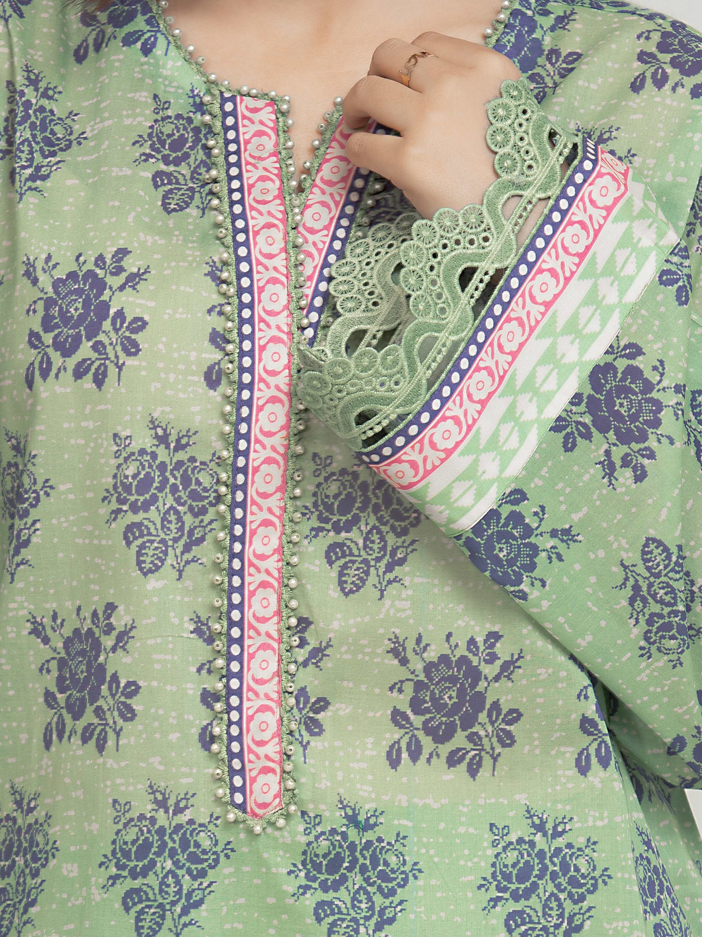 Unstitched Printed Lawn Suit - EWU6A1-36684-3P - Image 4